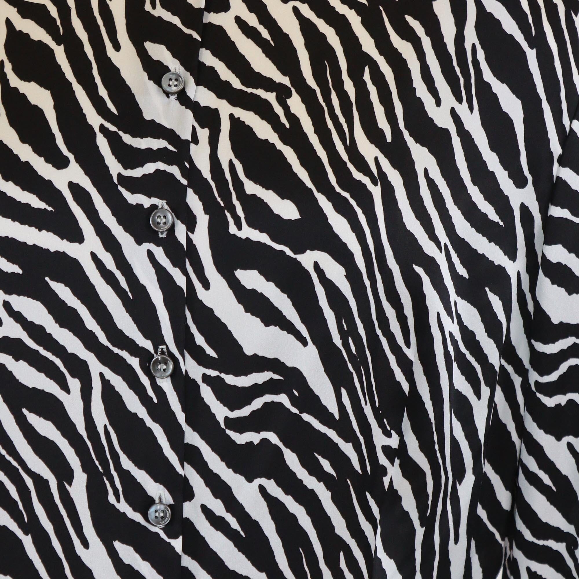 Magda Butrym Black/White Zebra Print Long Sleeve Blouse Womens Magda Butrym