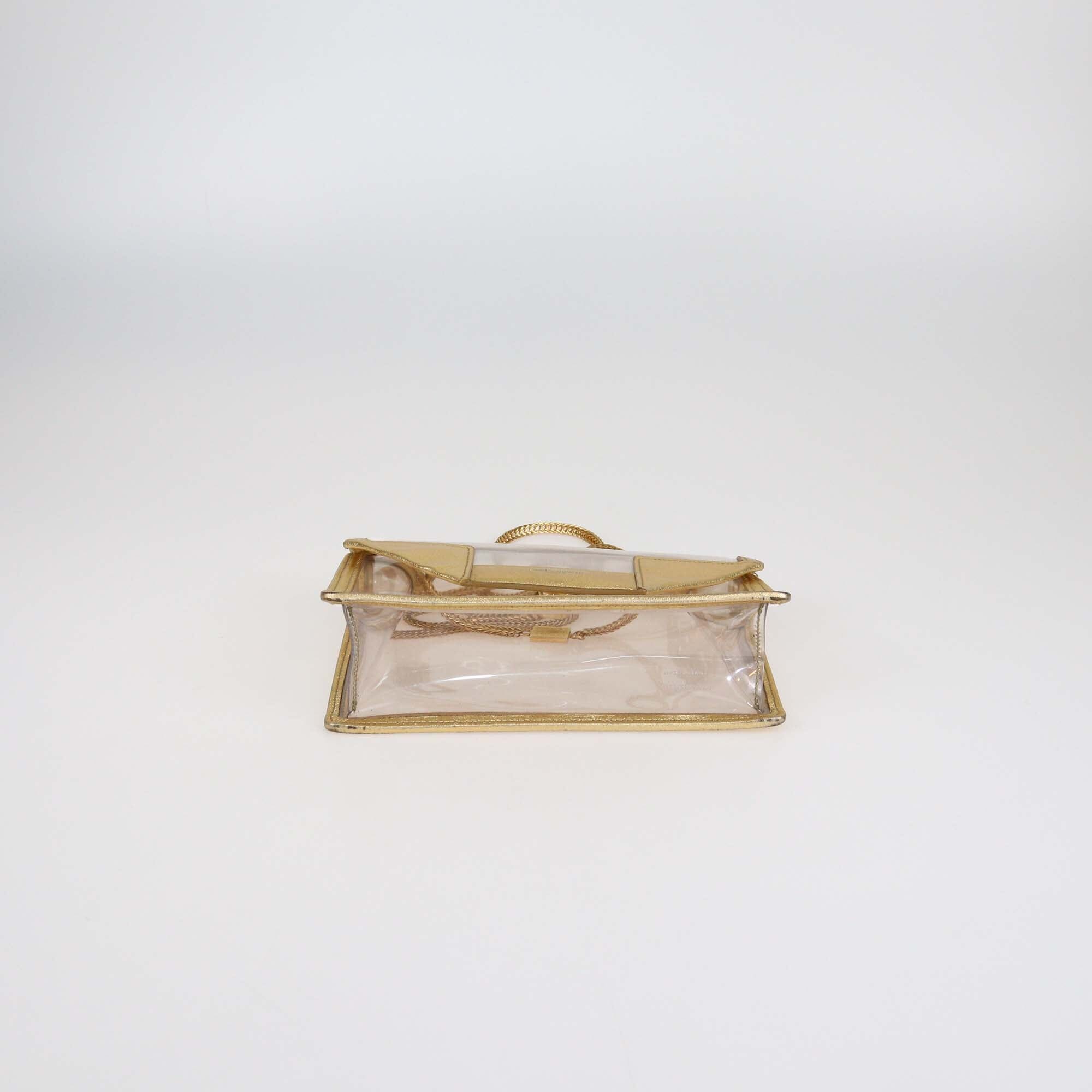 Saint Laurent Clear/Gold Pvc and Leather Betty Shoulder Bag Womens Saint Laurent