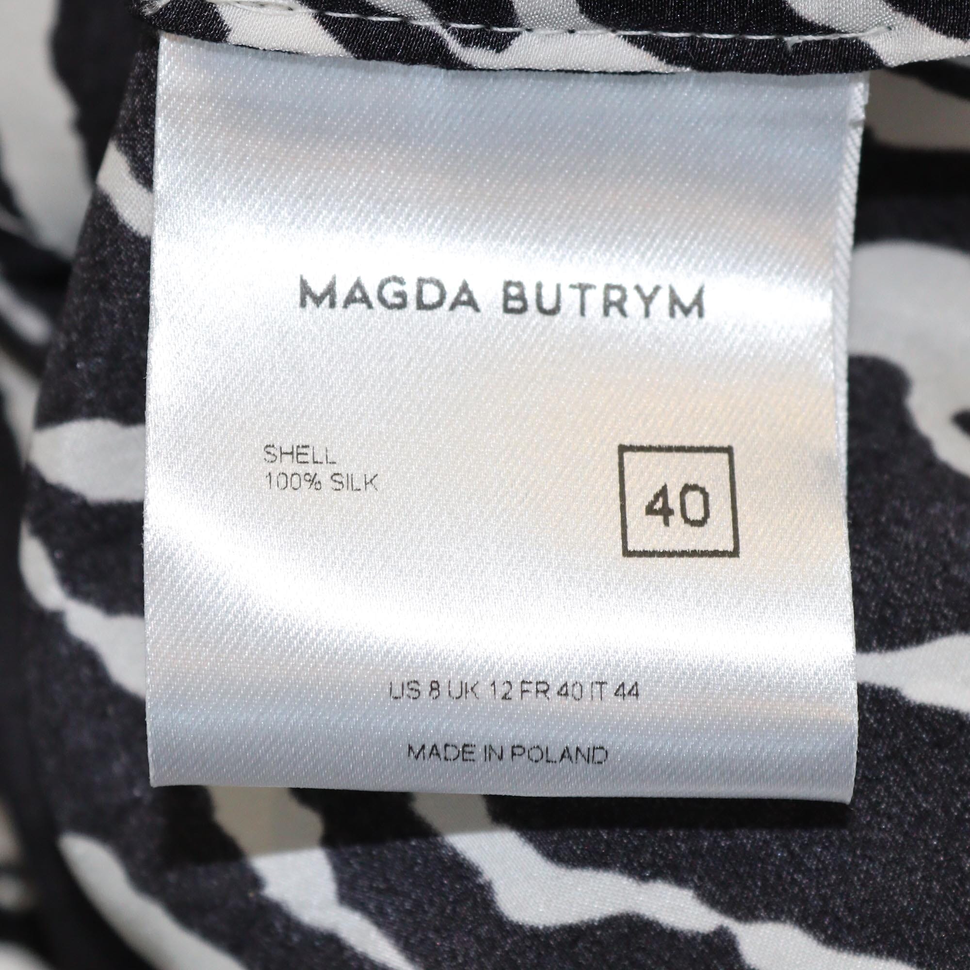Magda Butrym Black/White Zebra Print Long Sleeve Blouse Womens Magda Butrym