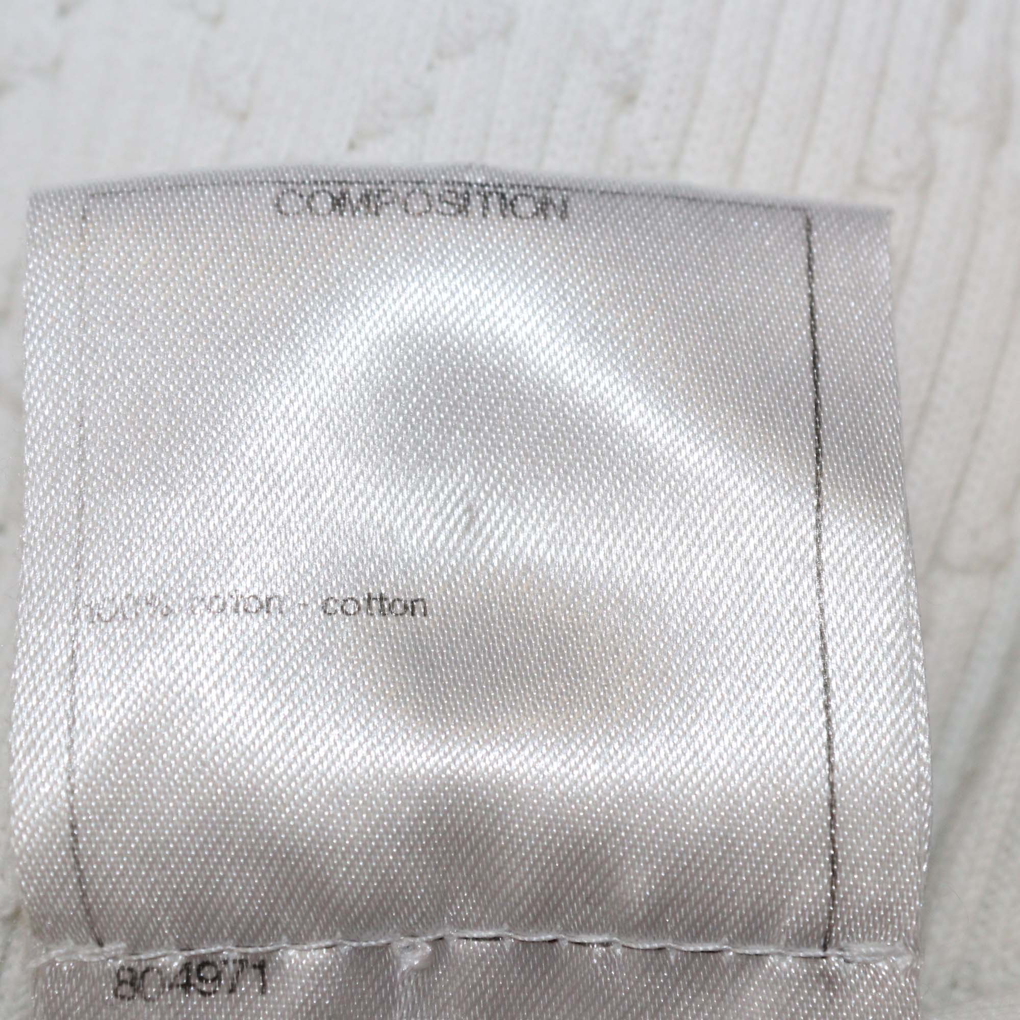 Chanel White Cotton Diamond Quilt CC Button Long Cardigan