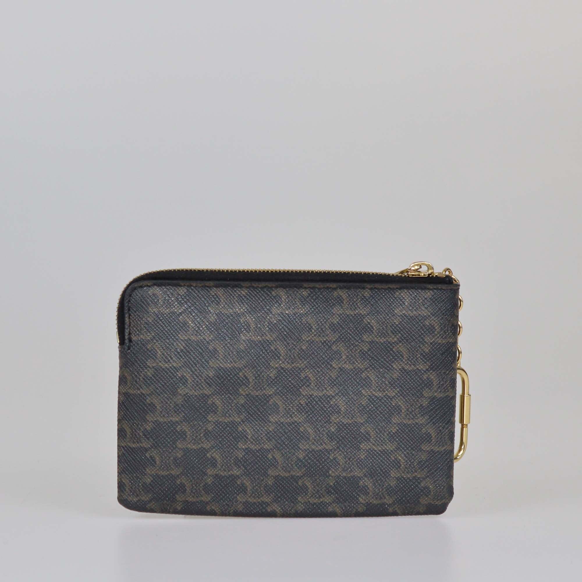 Celine Black Triomphe Printed Logo Coin Purse Womens Celine