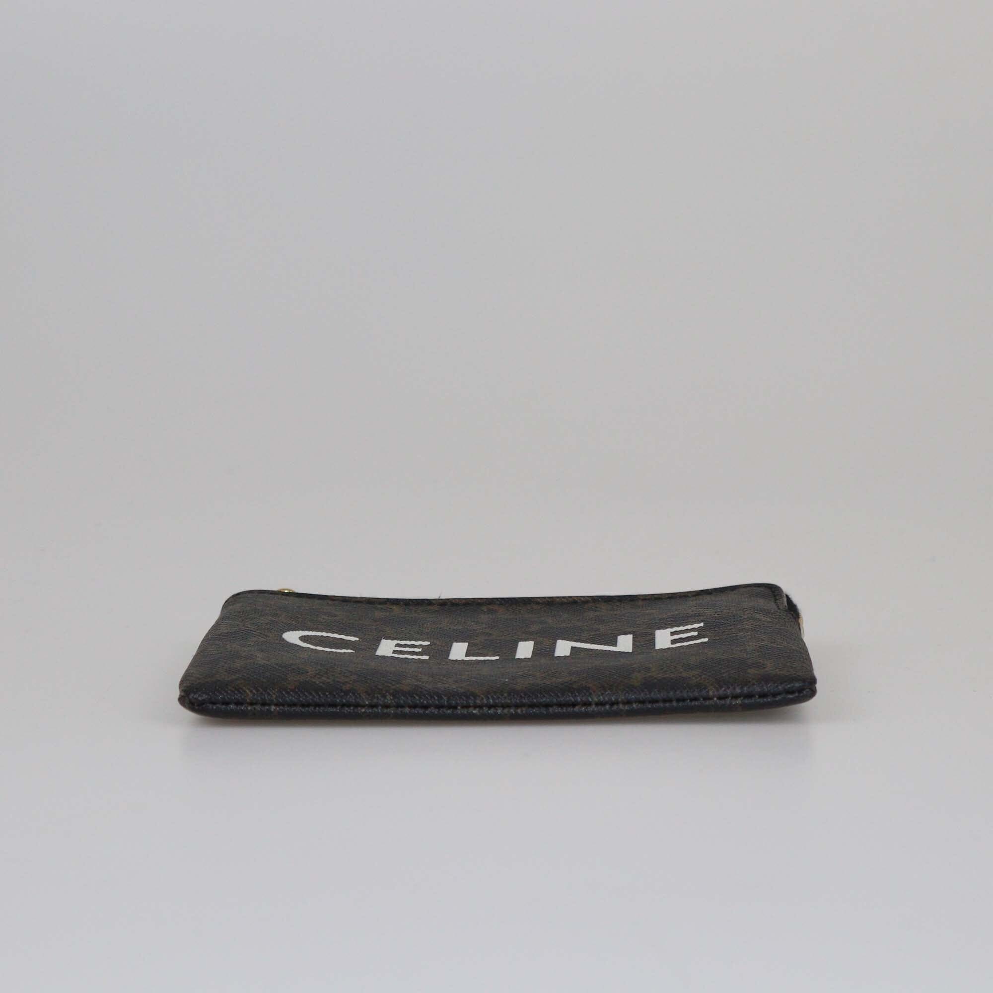 Celine Black Triomphe Printed Logo Coin Purse Womens Celine