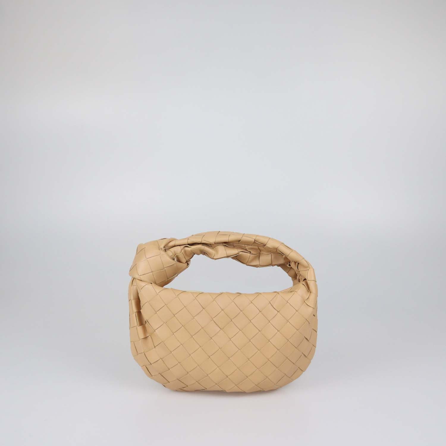 Bottega Veneta Beige Intrecciato Leather Mini Jodie Hobo