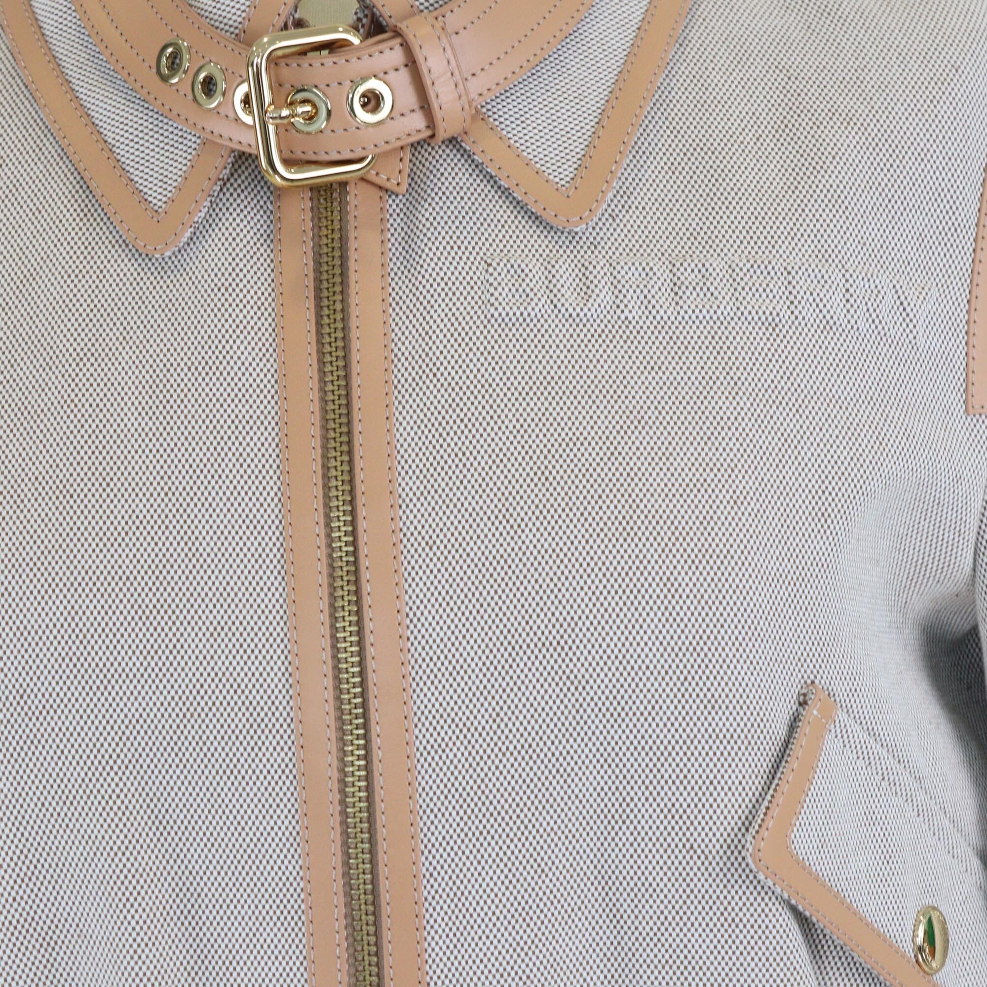 Burberry Tan/Beige Leather Trimmed Blouson Womens Burberry