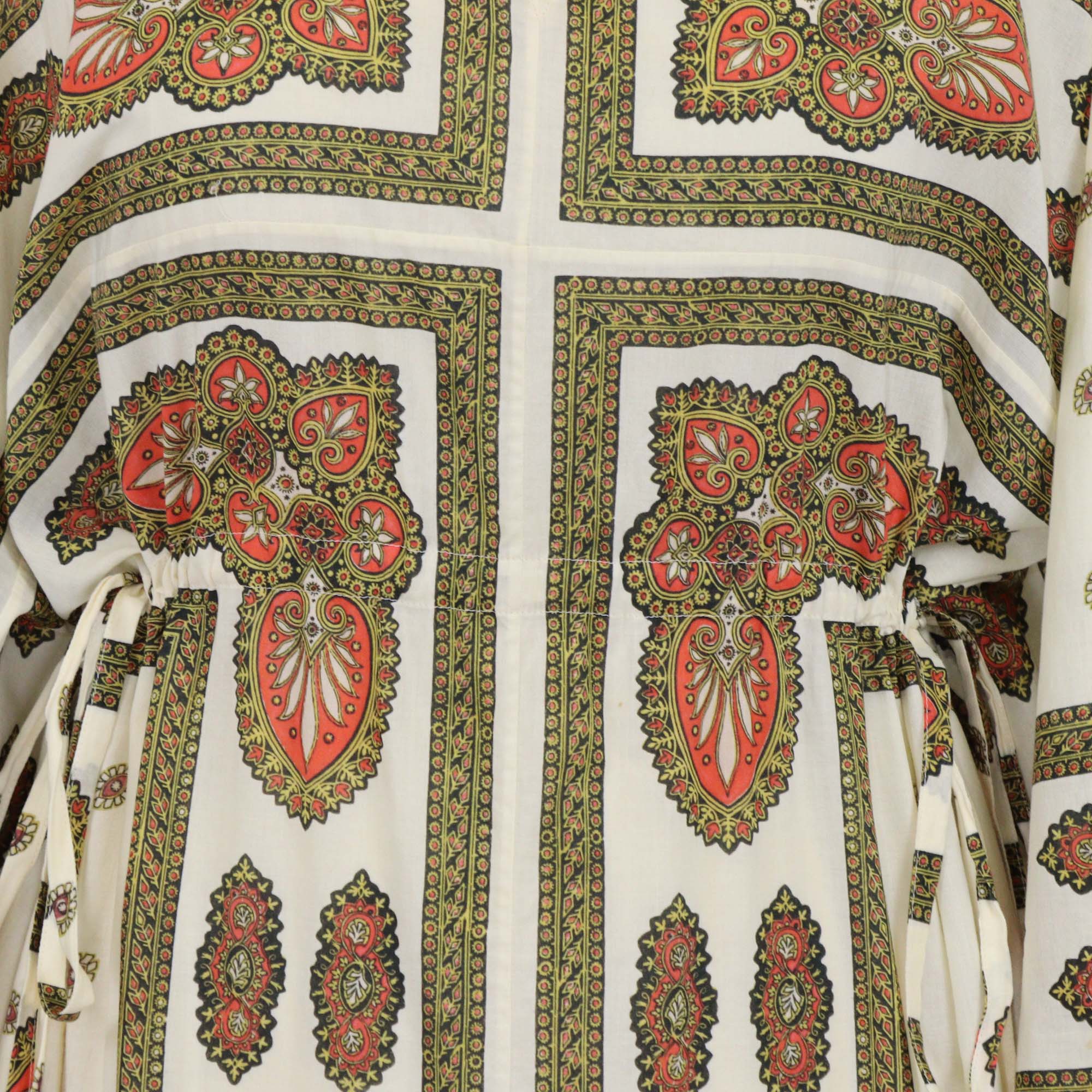 Gucci Cream Cotton Paisley Print Kaftan Mini Dress