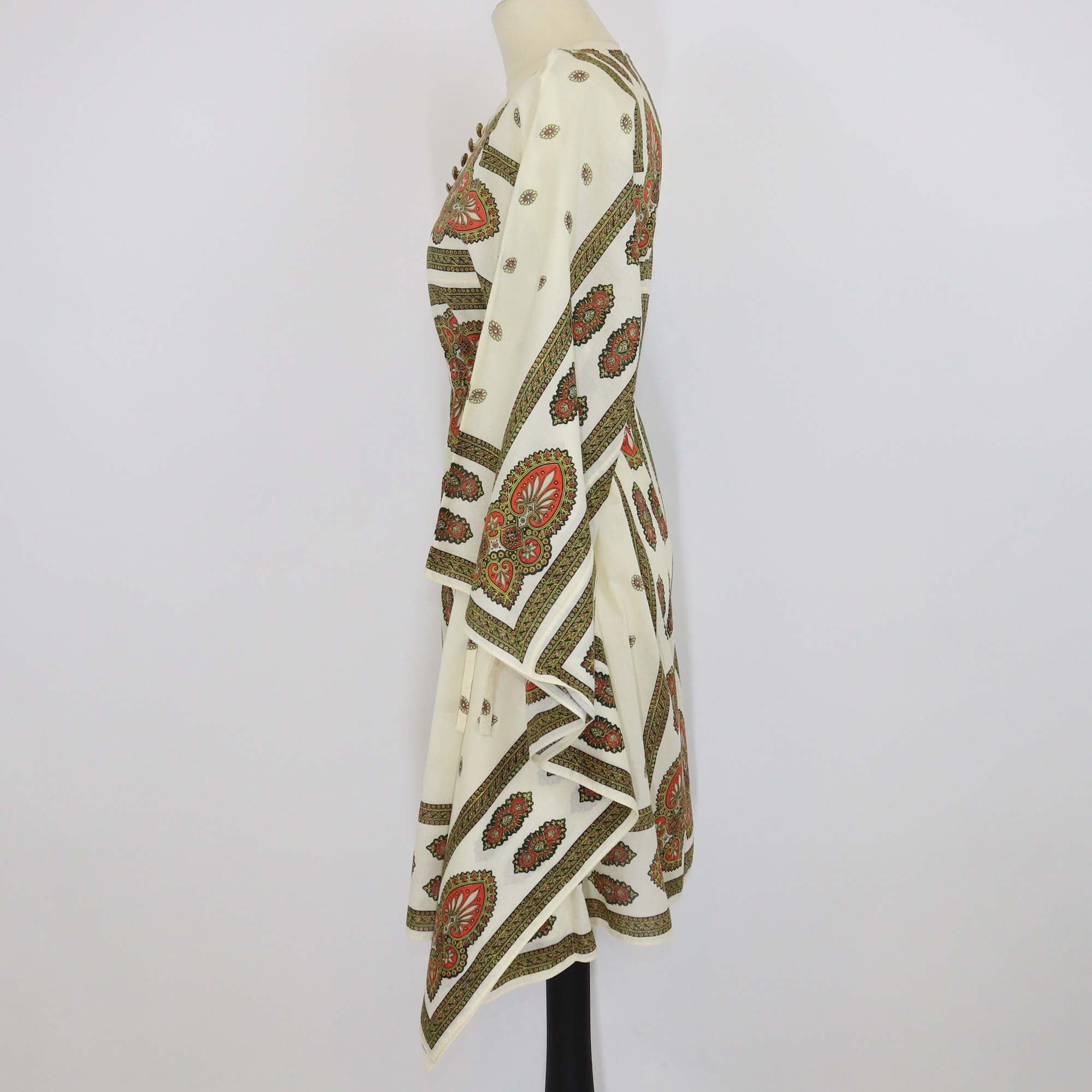 Gucci Cream Cotton Paisley Print Kaftan Mini Dress