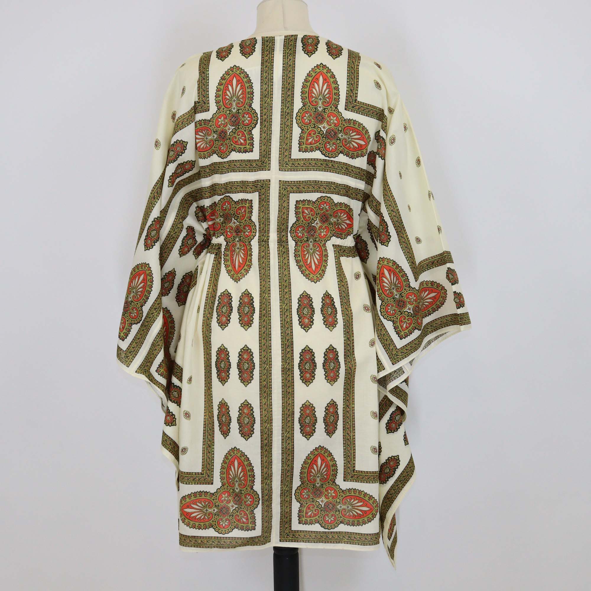 Gucci Cream Cotton Paisley Print Kaftan Mini Dress