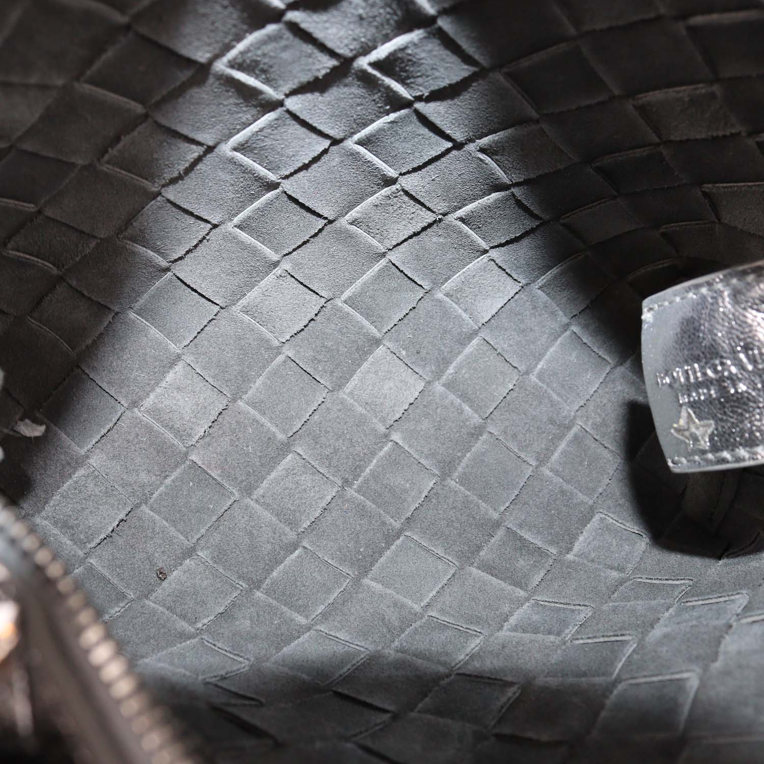 Bottega Veneta Silver Intreccio Leather Mini Loop Camera Bag