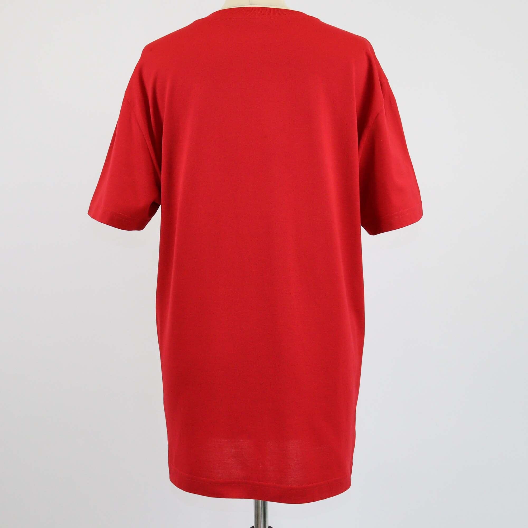 Dolce & Gabbana Red Logo Embossed Short Sleeve T-Shirt Mens Dolce & Gabbana