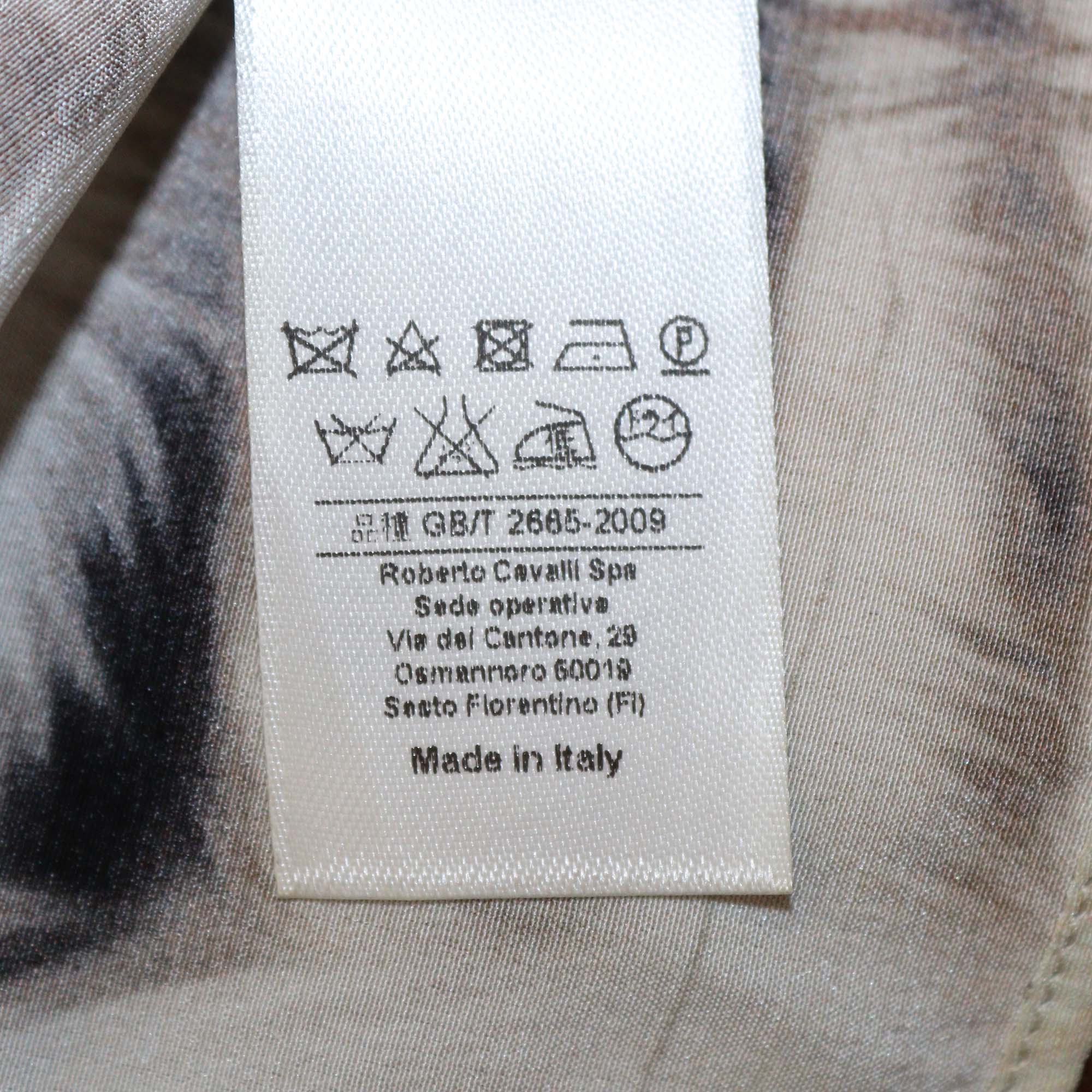 Roberto Cavalli Brown Silk Zebra Print V Neck Tie Maxi Dress