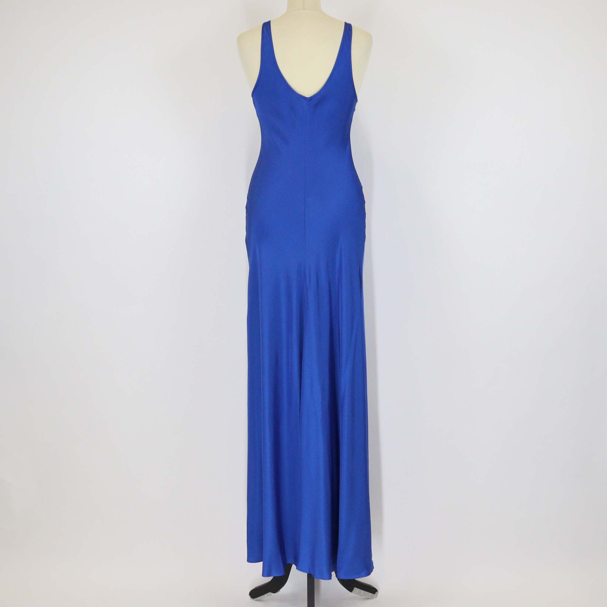 L'agence Blue Viscose V Neck Sleeveless Slip Dress
