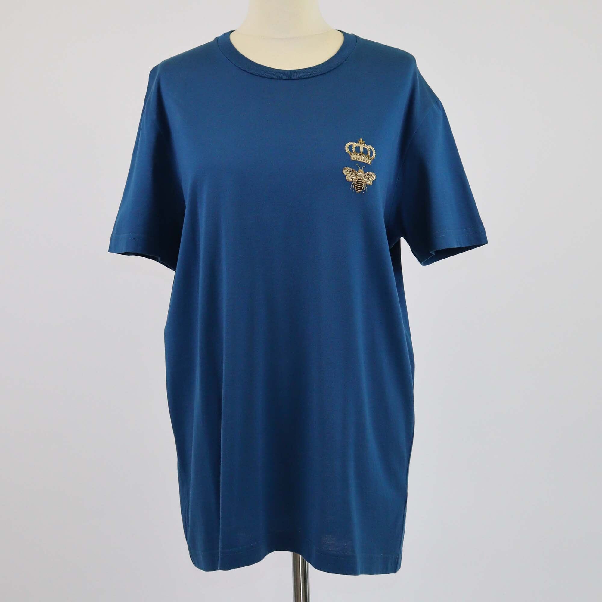 Dolce & Gabbana Dark Blue Crown Bee Short Sleeve T-Shirt Mens Dolce & Gabbana