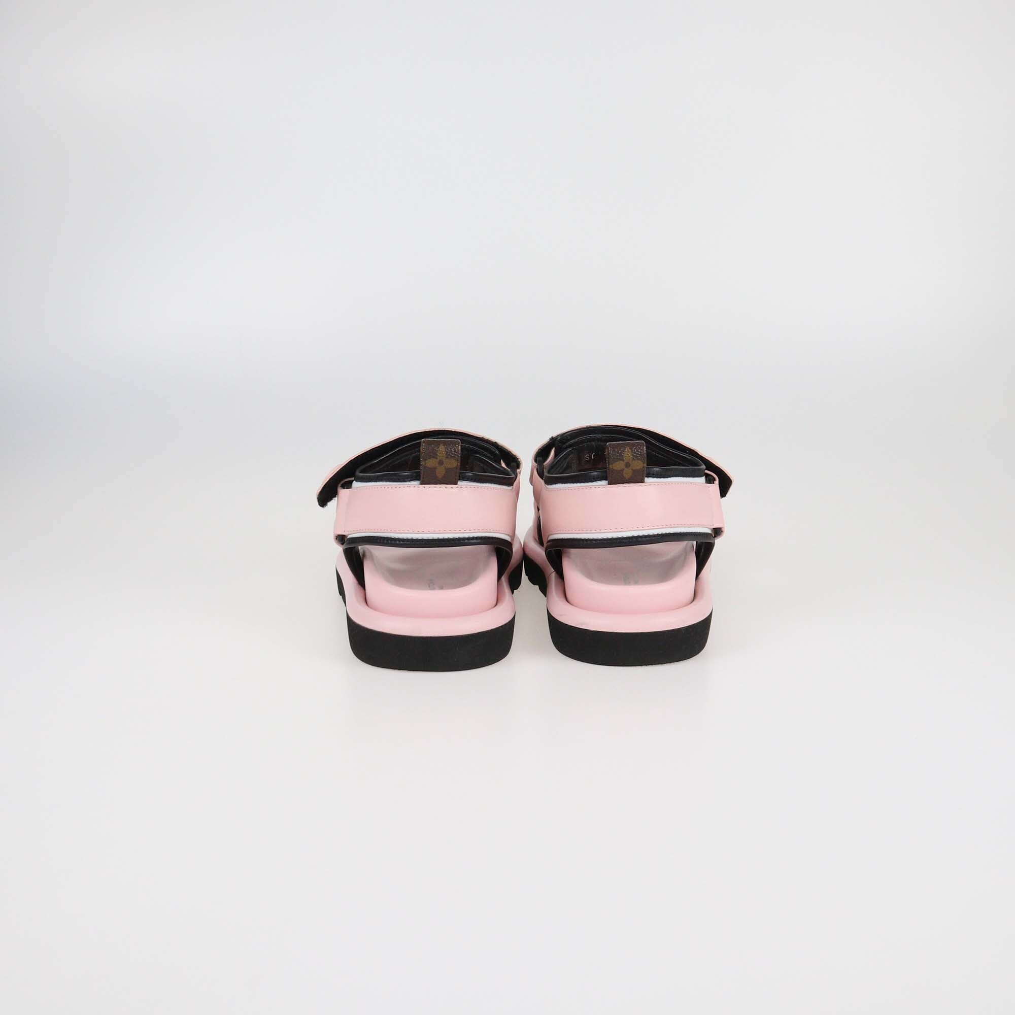 Louis Vuitton Pink Leather Pool Pillow Comfort Slingback Flat Sandals Womens Louis Vuitton