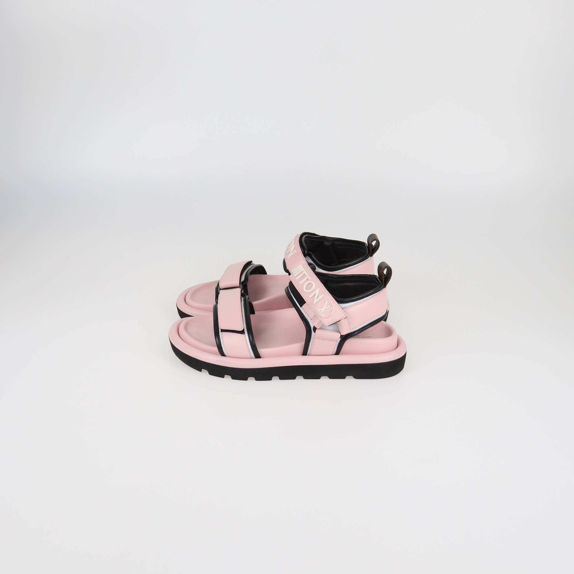 Louis Vuitton Pink Leather Pool Pillow Comfort Slingback Flat Sandals Womens Louis Vuitton