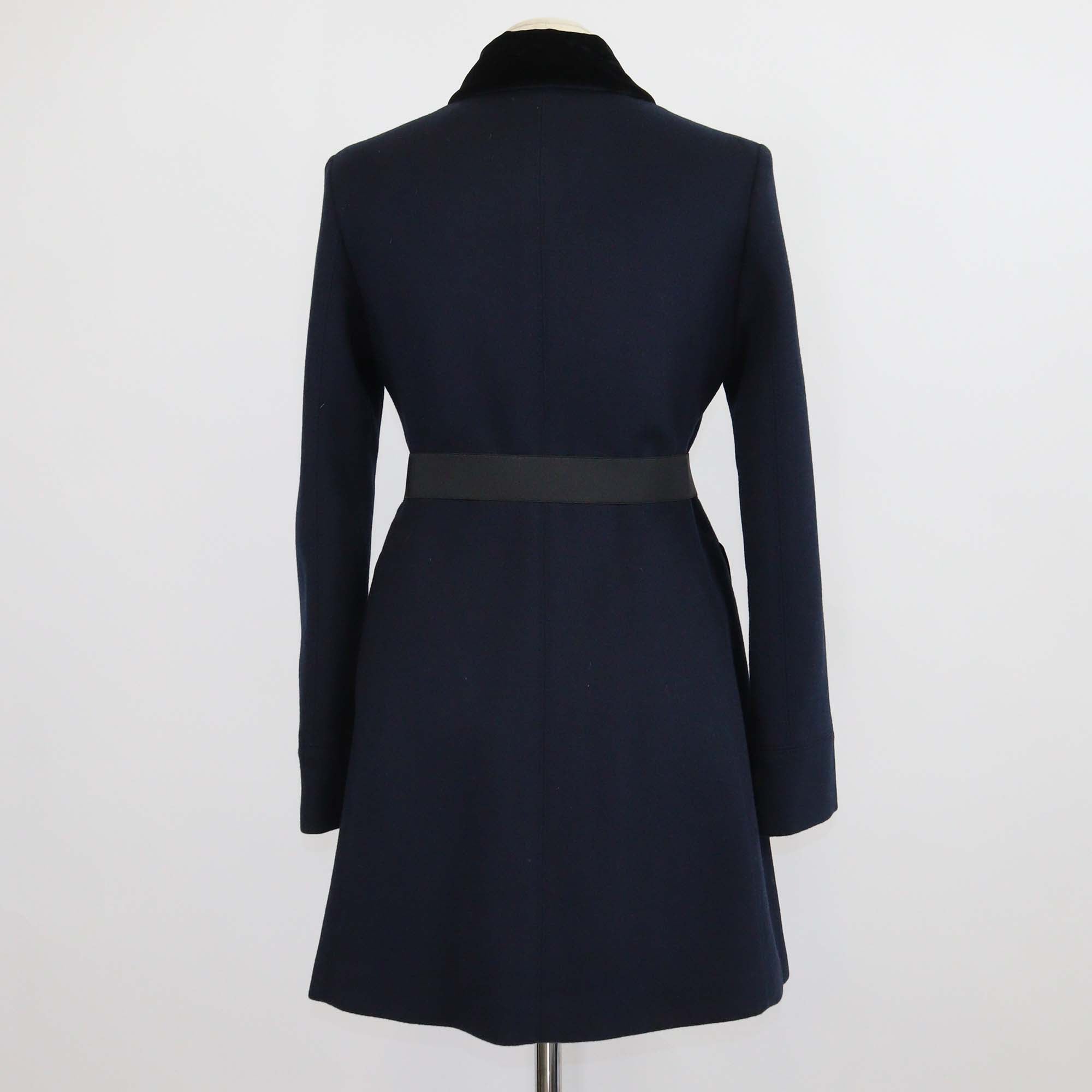 Gucci Navy Blue Wool Rajah Belted Coat