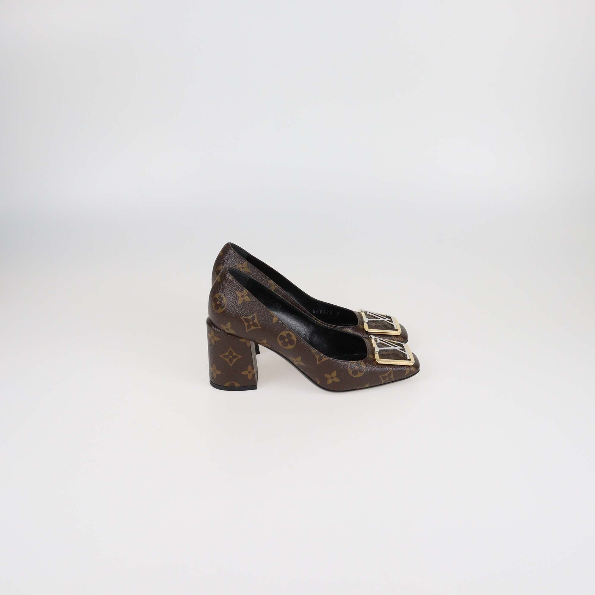 Louis Vuitton Monogram Canvas Madeleine Block Heel Pumps Womens Louis Vuitton