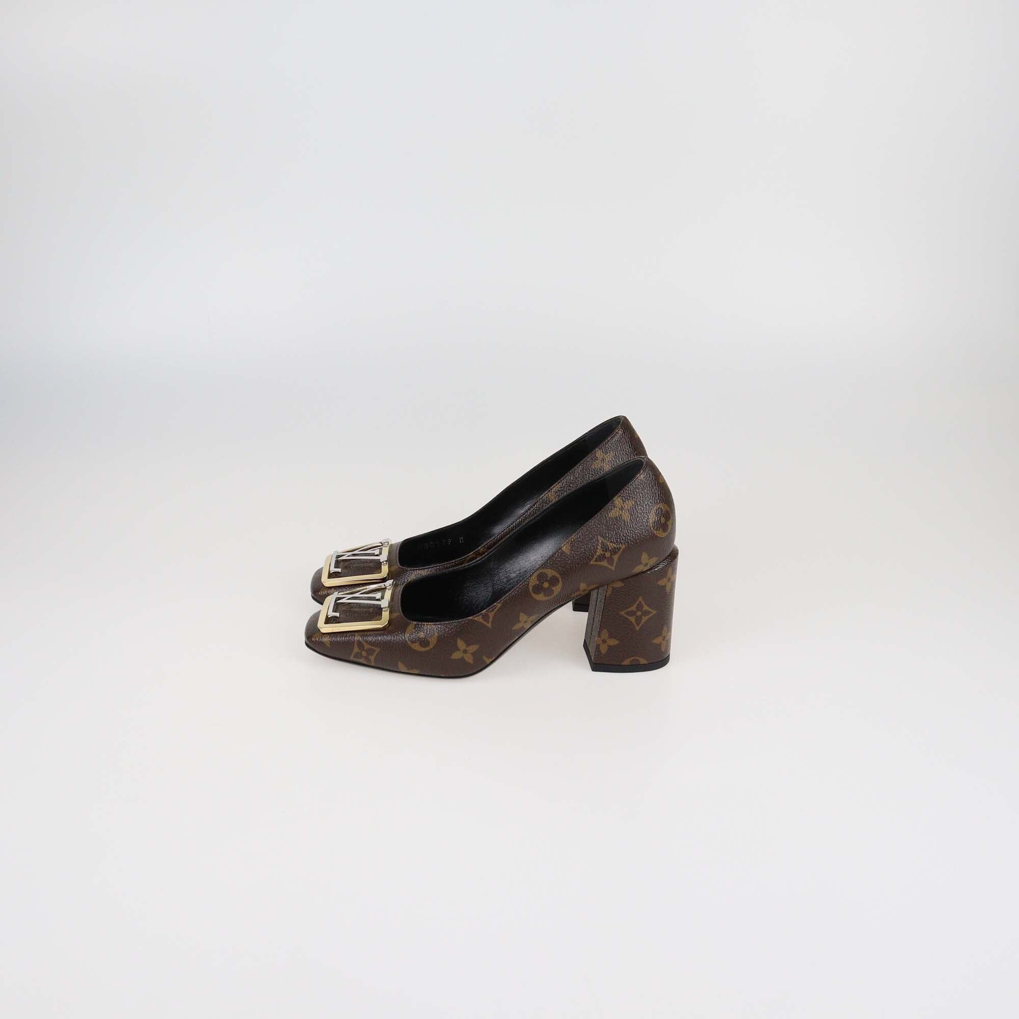 Louis Vuitton Monogram Canvas Madeleine Block Heel Pumps Womens Louis Vuitton
