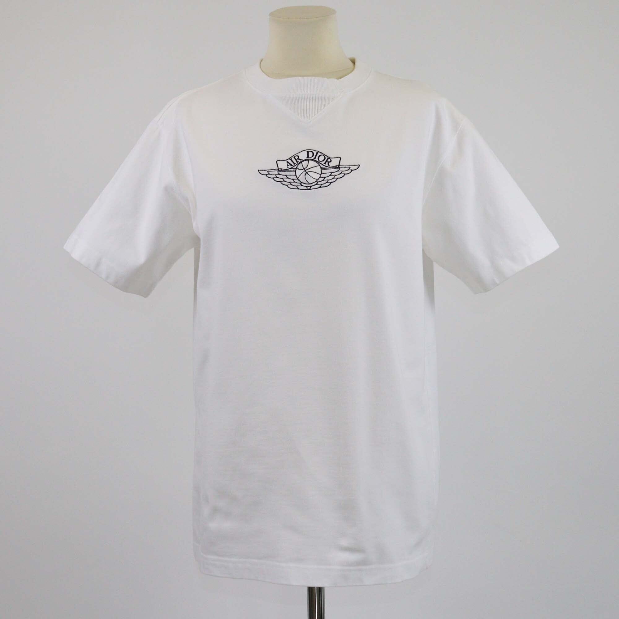 Christian Dior x Jordan White Logo Embroidered T-Shirt Womens Christian Dior x Air Jordan