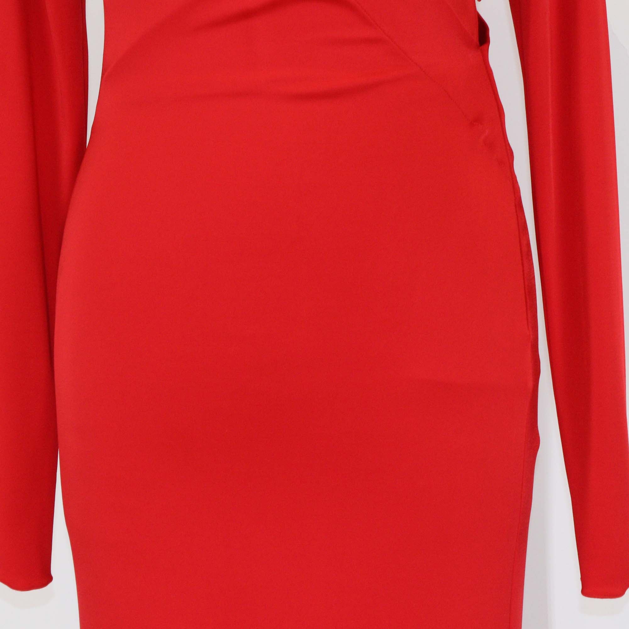 Blumarine Red Blend Viscose Open Back Long Sleeve Slit Maxi Dress