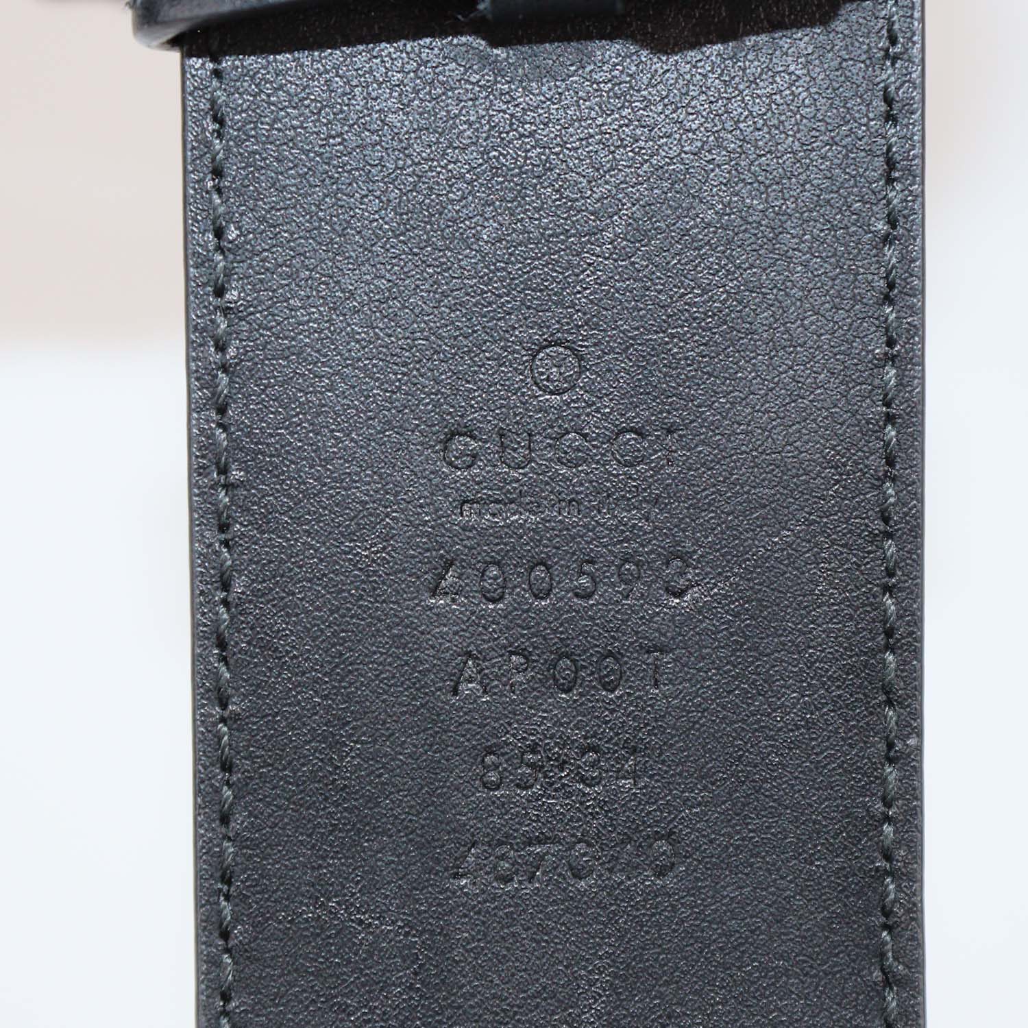 Gucci Black Leather GG Marmont Wide Buckle Belt