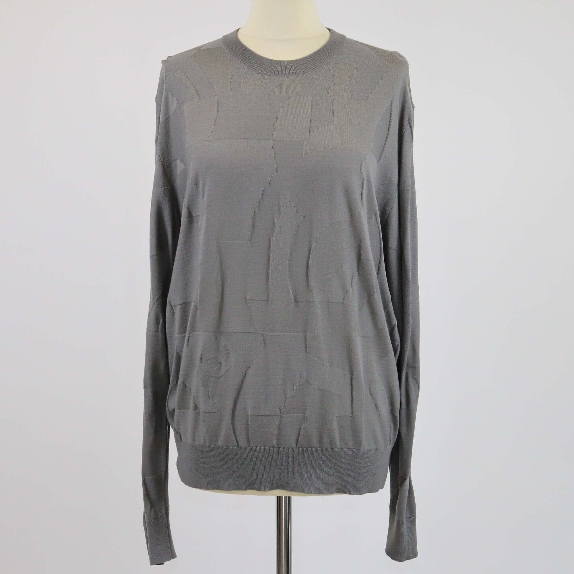 Hermes Ash Grey Patterned Knitted Sweater Mens Hermes