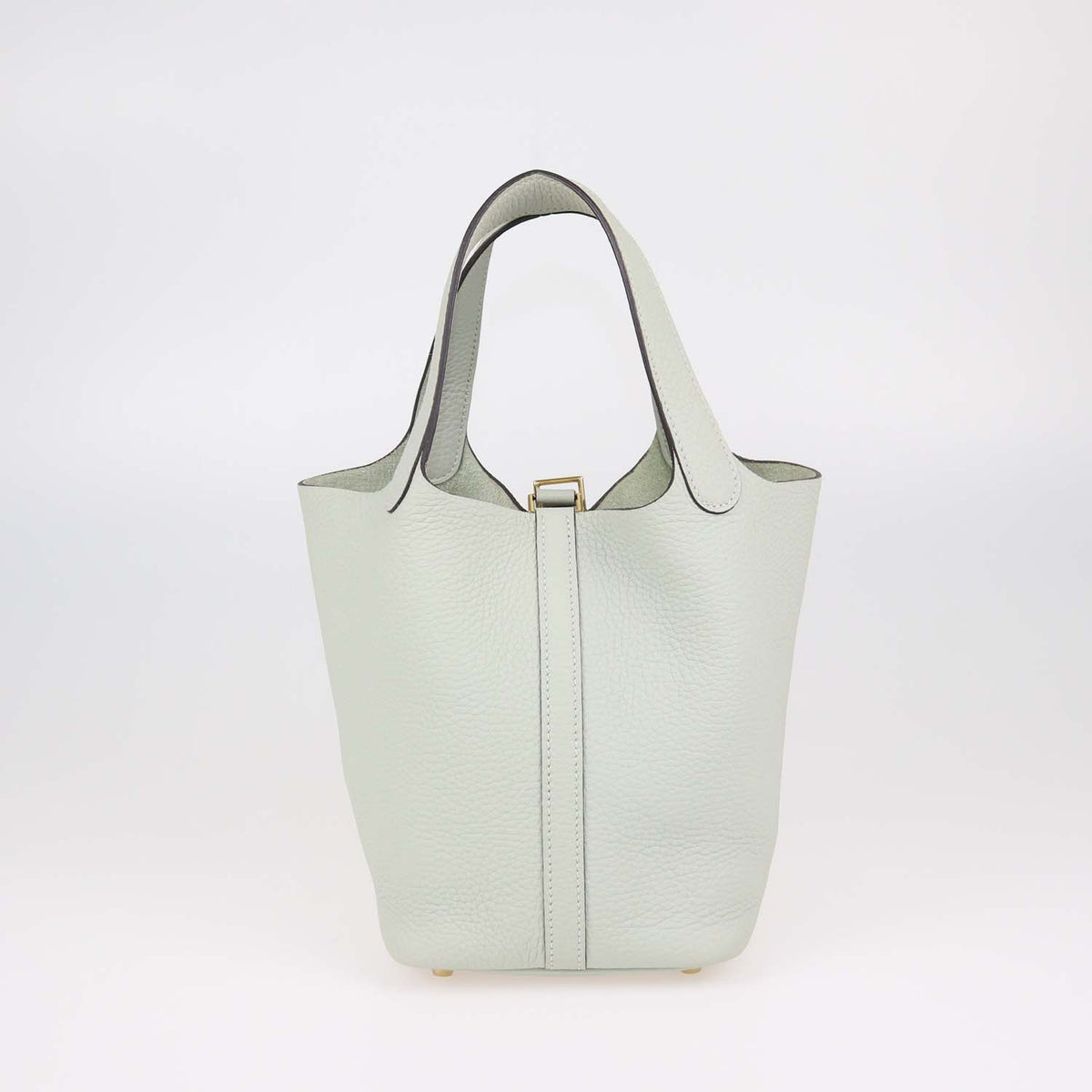 Hermes Gris Neve Clemence Leather Picotin Lock 18 Bag