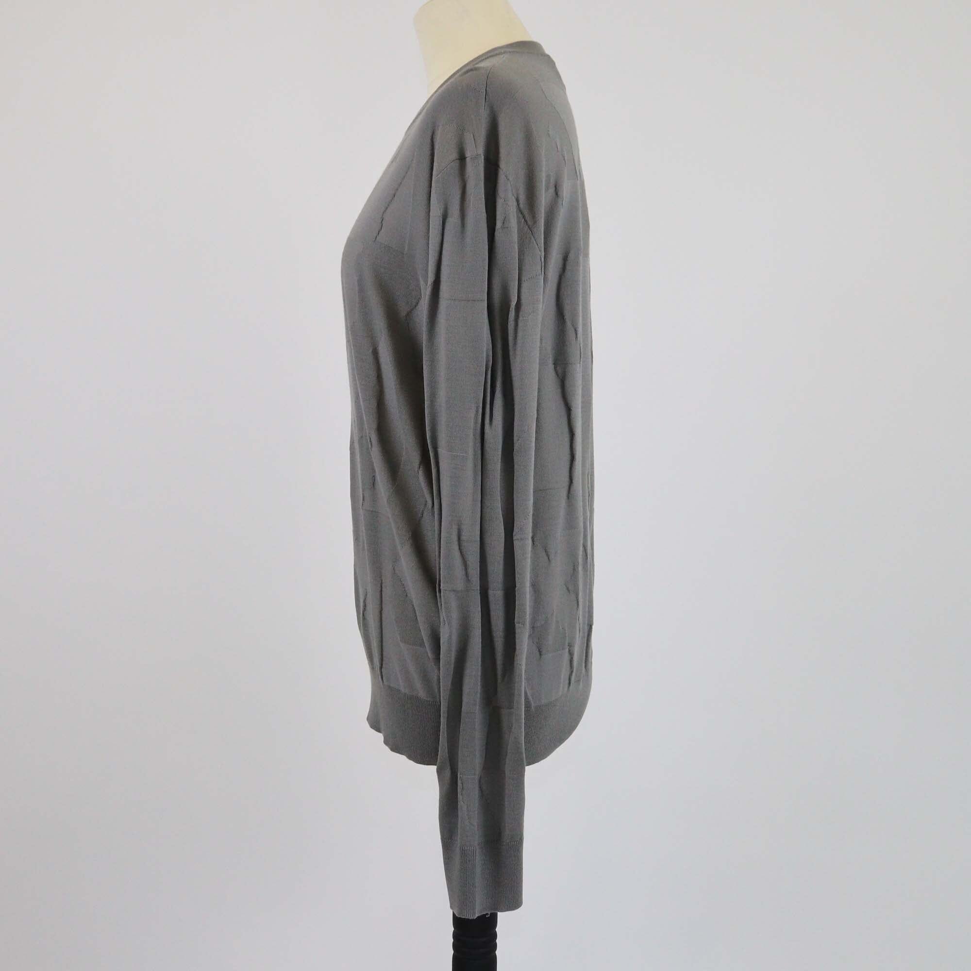 Hermes Ash Grey Patterned Knitted Sweater Mens Hermes