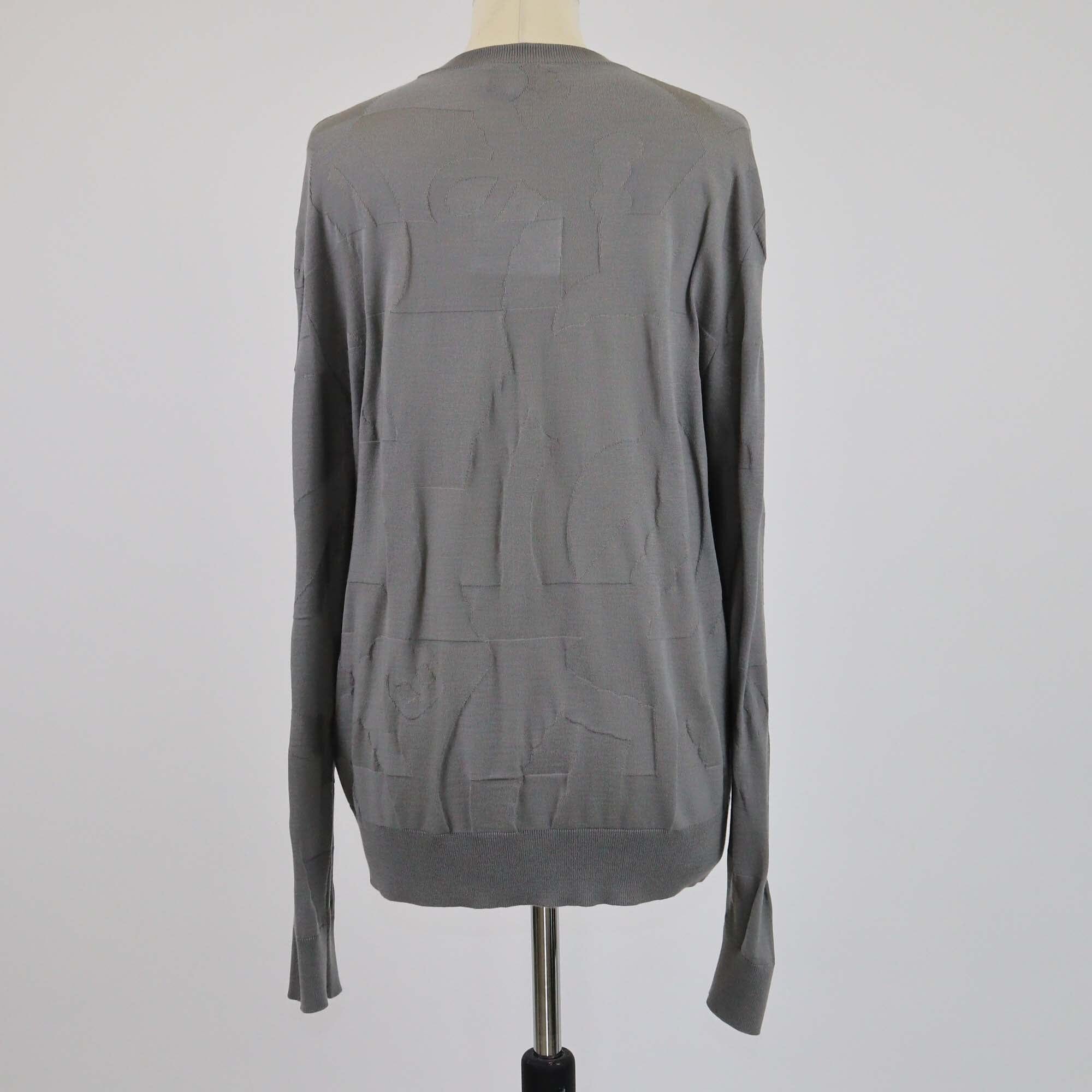 Hermes Ash Grey Patterned Knitted Sweater Mens Hermes