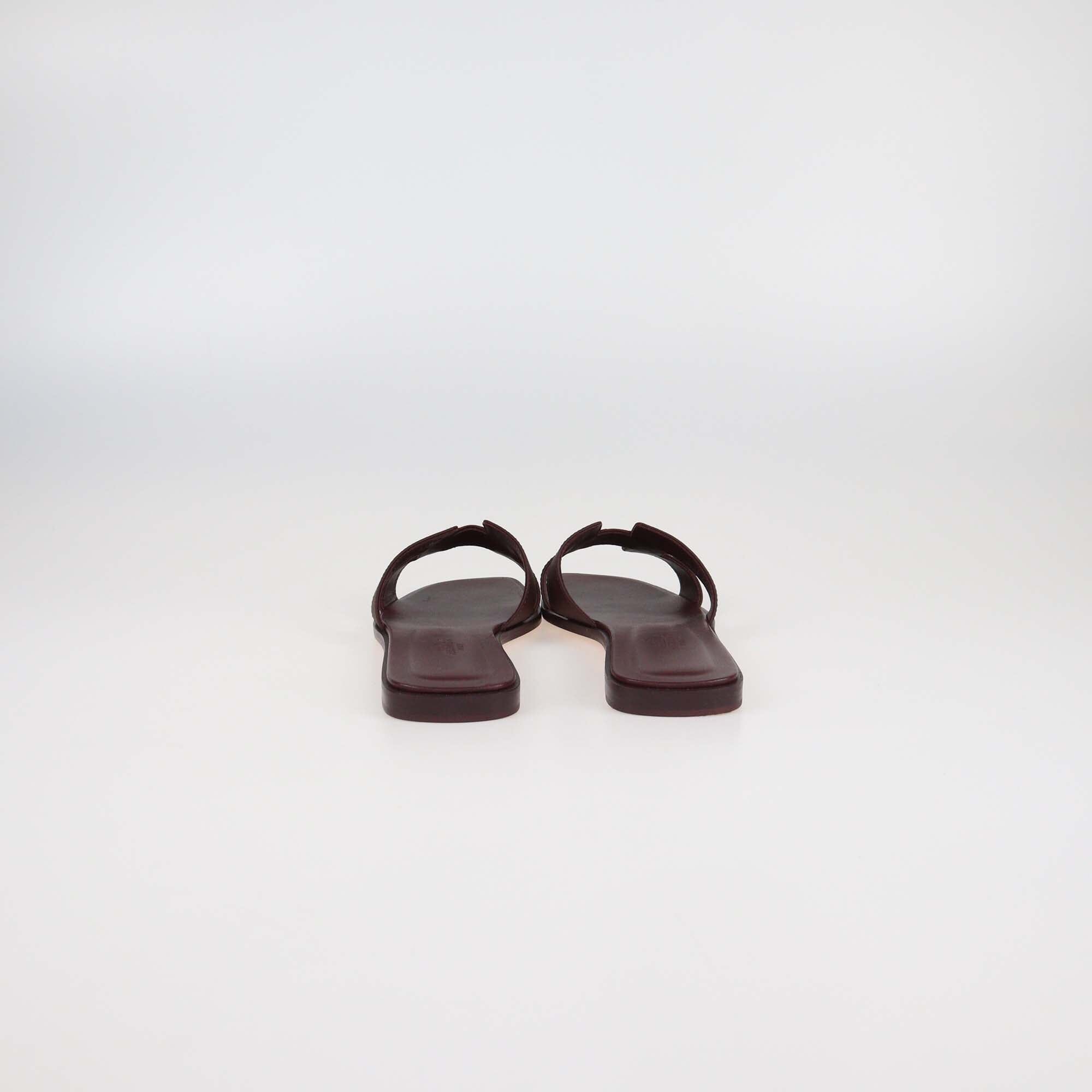 Hermes Rouge H Epsom Leather Oran Sandals Womens Hermes