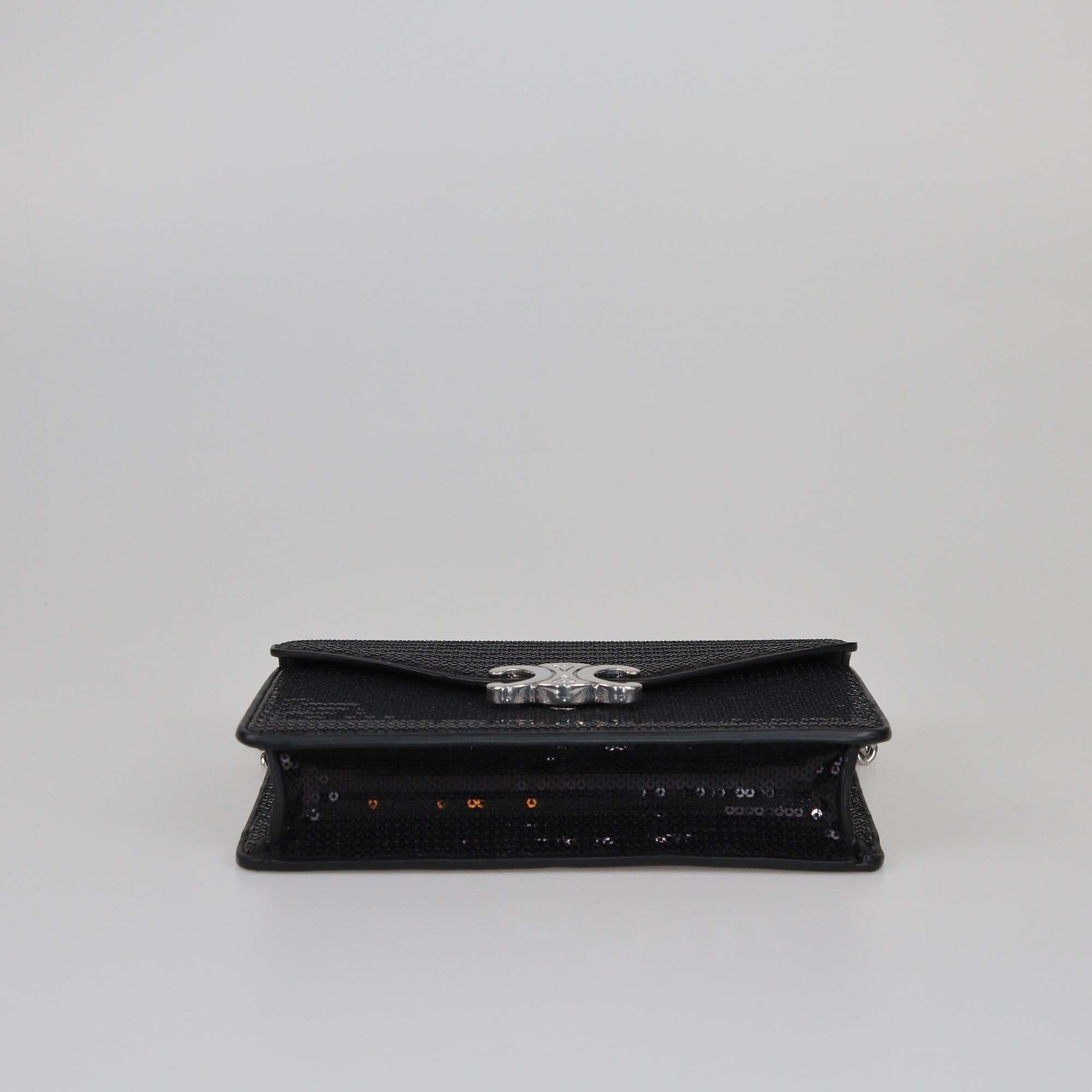 Celine Black Sequin Margo Wallet On Chain Womens Celine