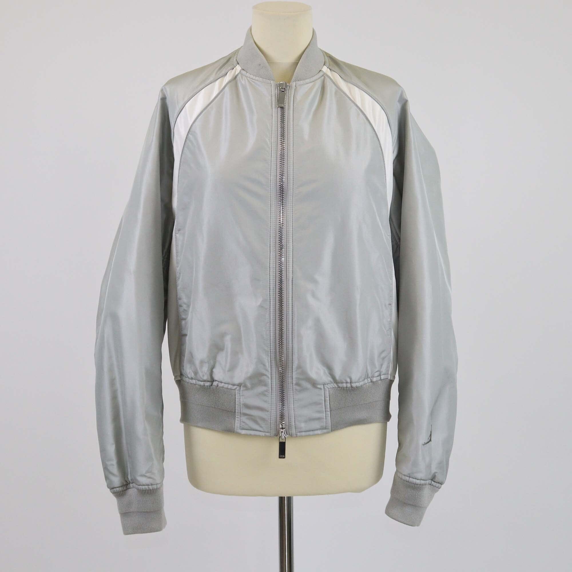 Christian Dior x Jordan Grey Logo Embroidered Bomber Jacket Womens Christian Dior x Air Jordan