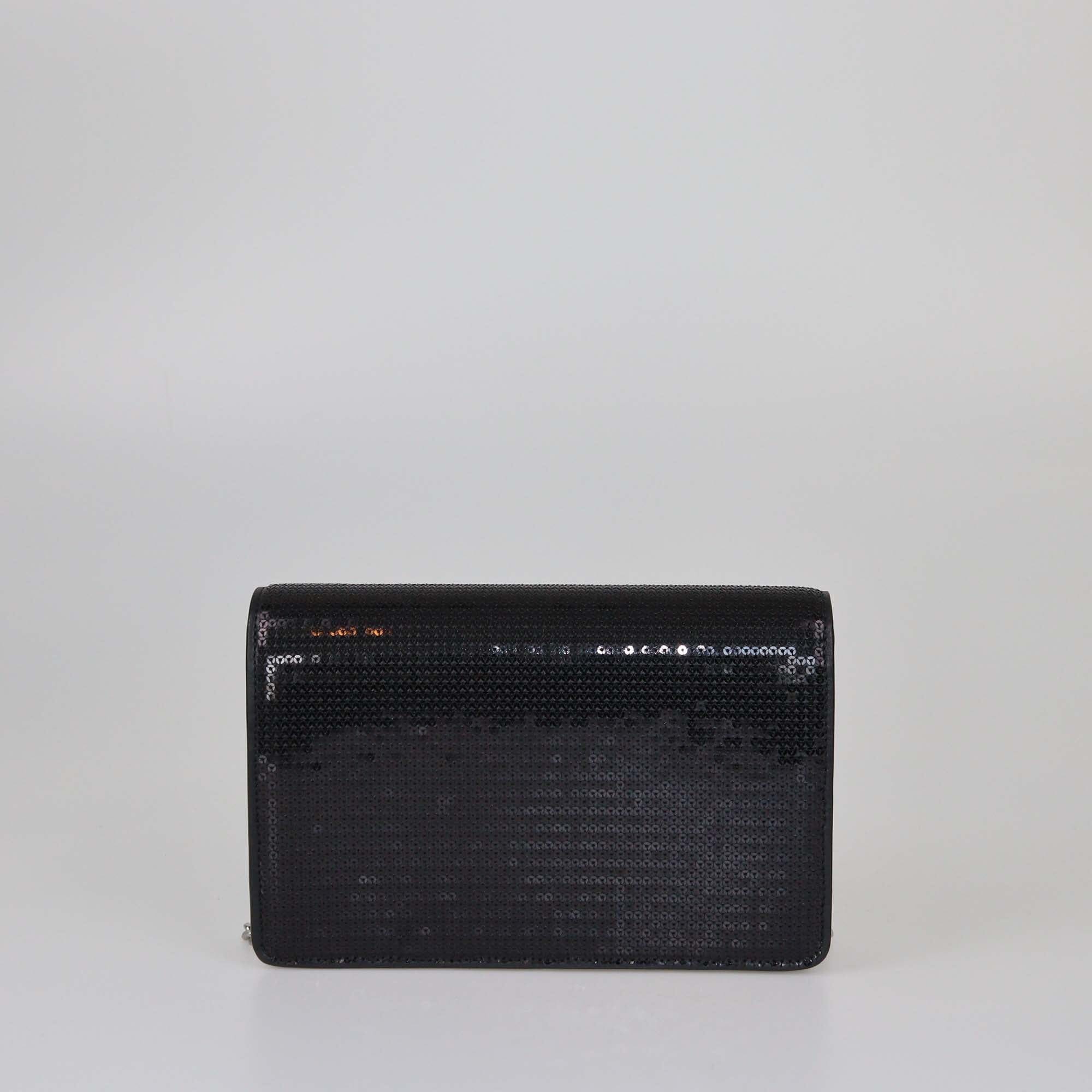 Celine Black Sequin Margo Wallet On Chain Womens Celine