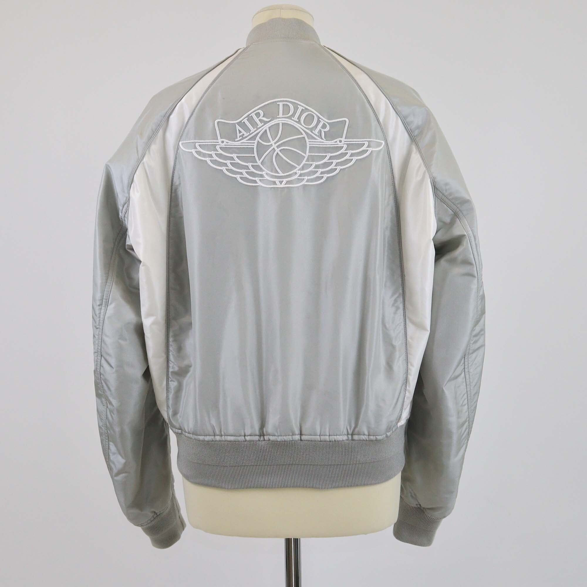 Christian Dior x Jordan Grey Logo Embroidered Bomber Jacket Womens Christian Dior x Air Jordan