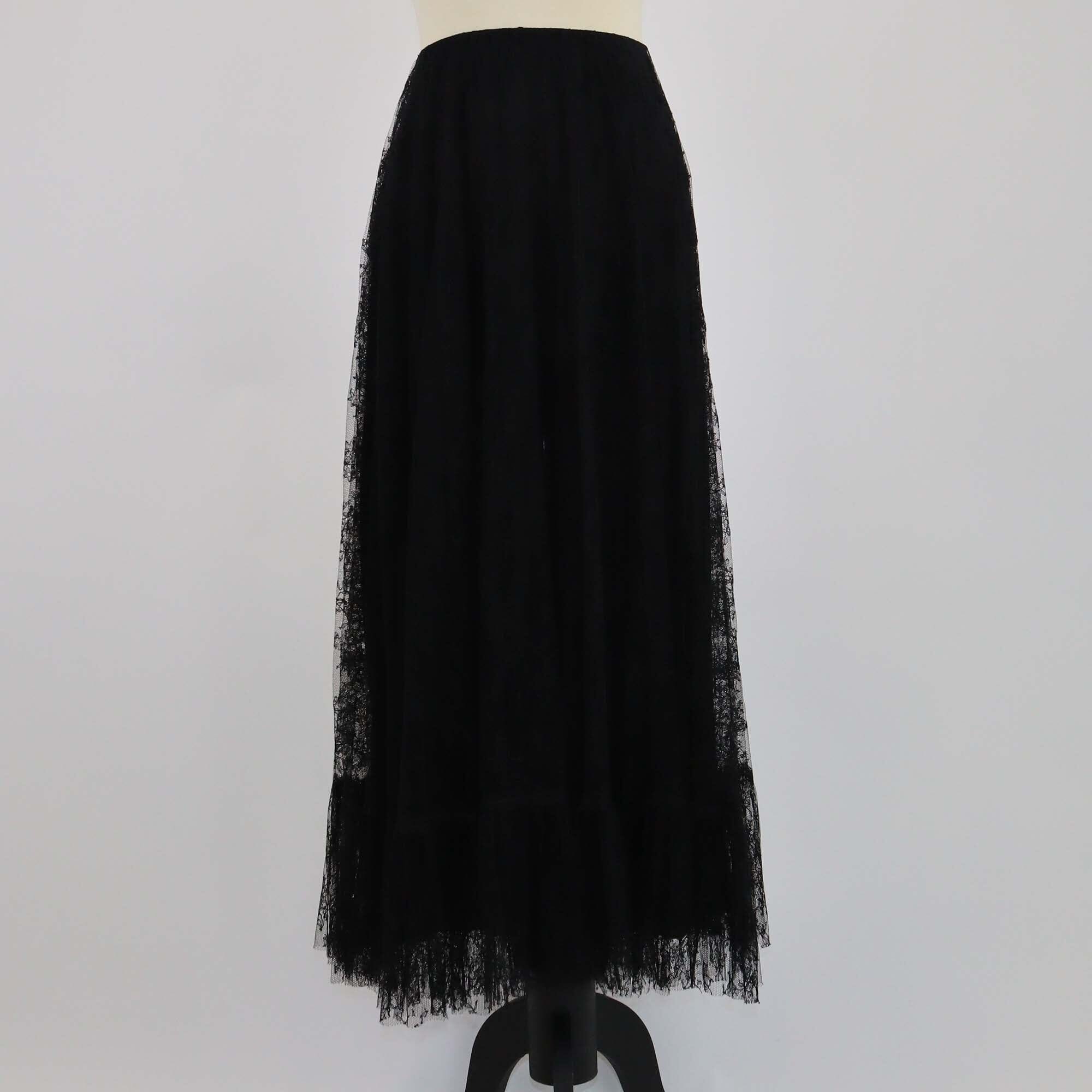 Valentino Black Floral Lace Midi Skirt Womens Valentino