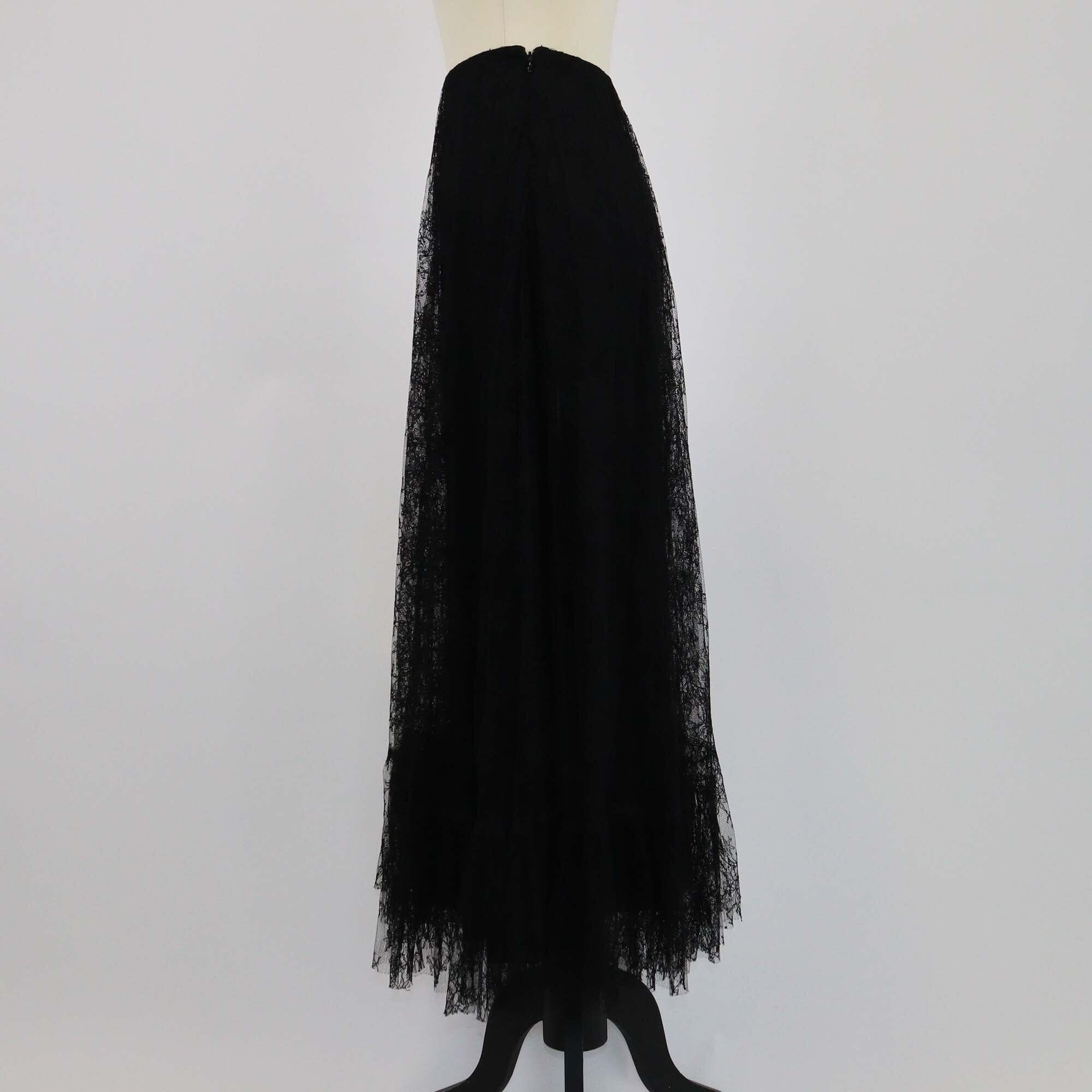 Valentino Black Floral Lace Midi Skirt Womens Valentino