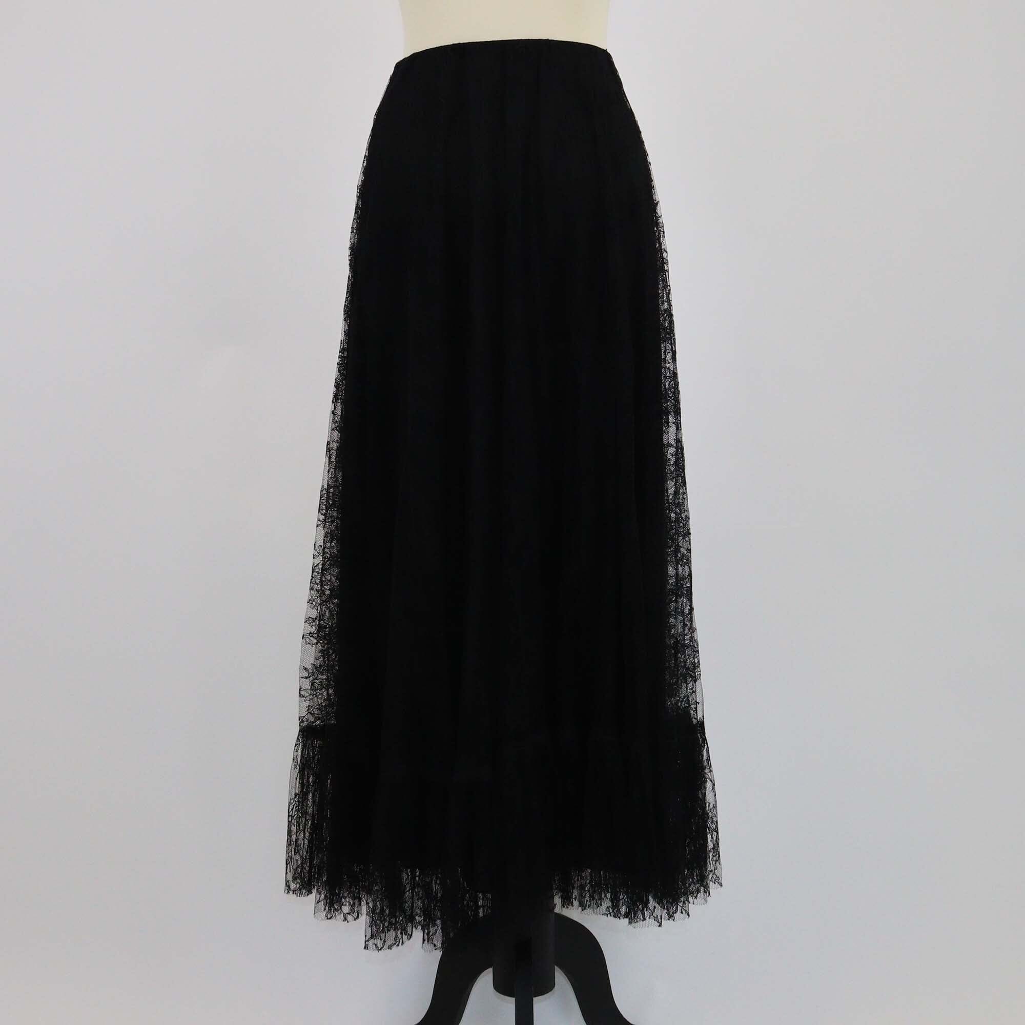 Valentino Black Floral Lace Midi Skirt Womens Valentino