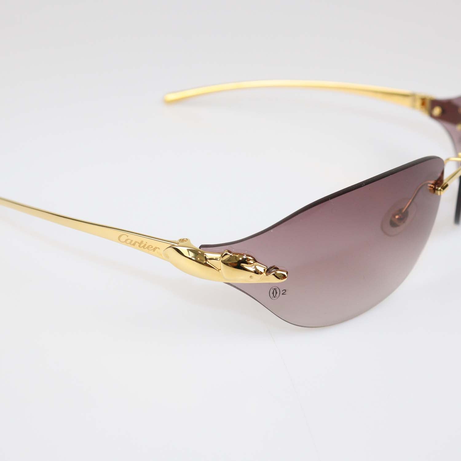 Cartier Burgundy Gradient Panthere de Cartier Rimless Sunglasses