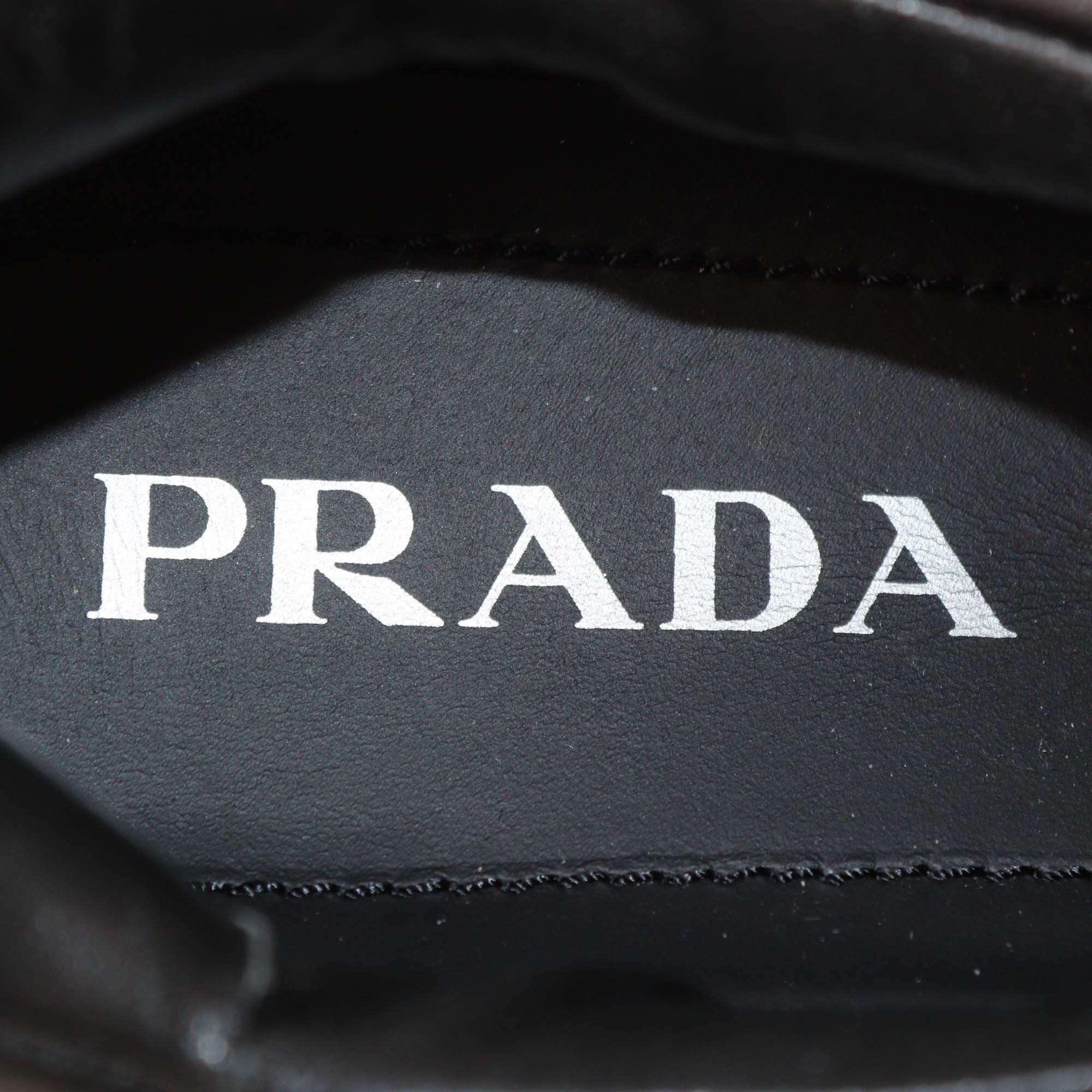 Prada Black Leather Soft Padded Platform Oxford Loafers Womens Prada