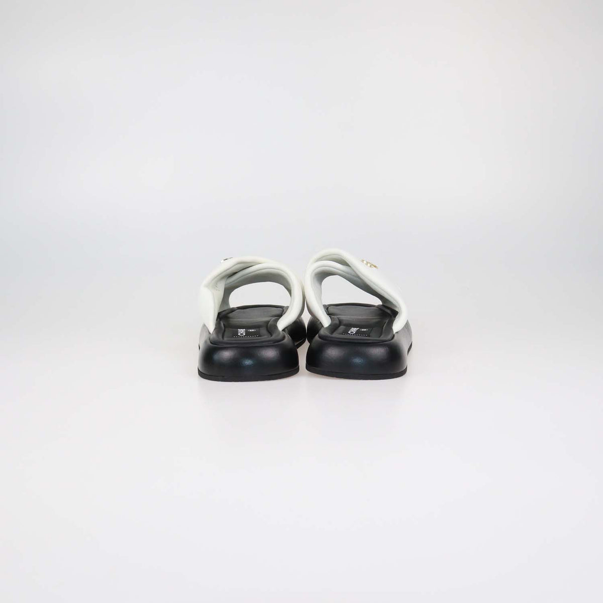 Chanel White Leather Puffy Criss Cross Sandals