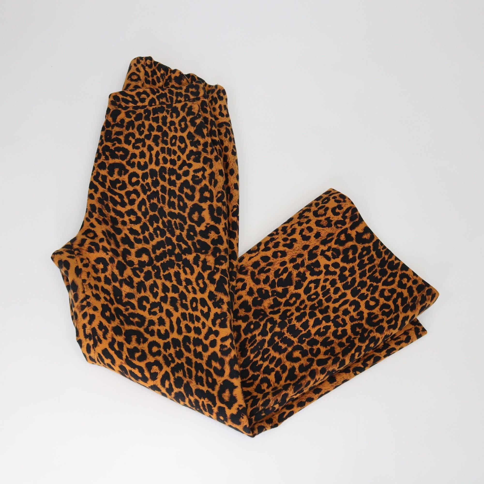 Pushbutton Brown/Black Leopard Print High Waist Pants Womens Pushbutton