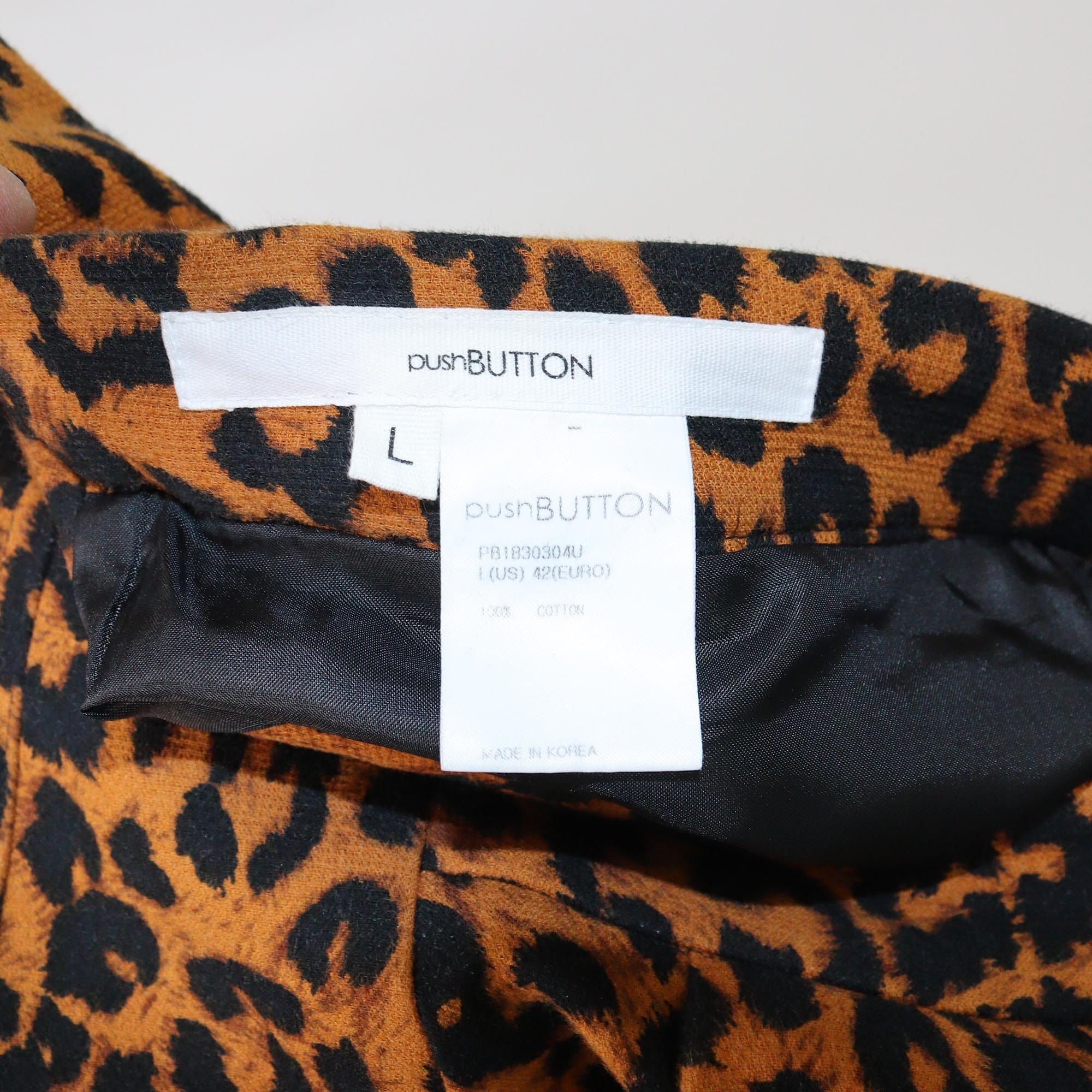 Pushbutton Brown/Black Leopard Print High Waist Pants Womens Pushbutton