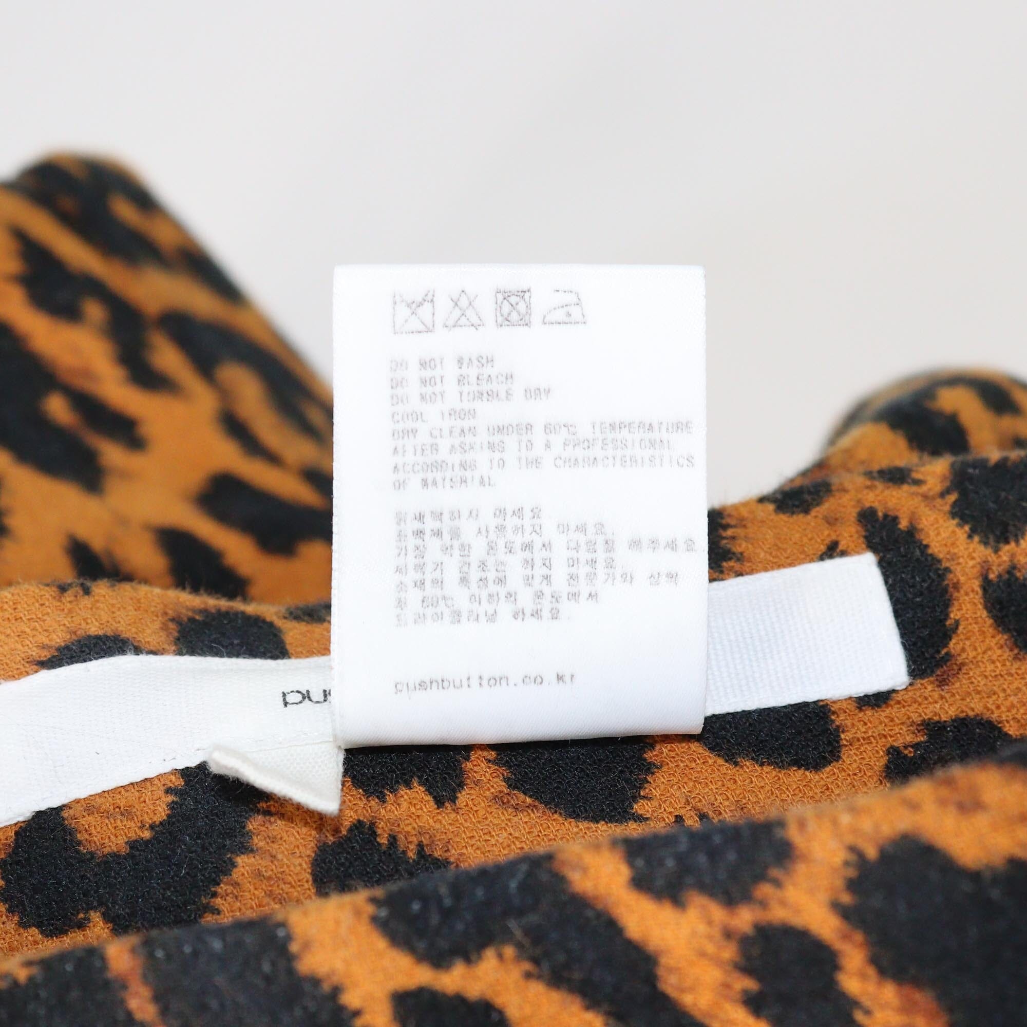 Pushbutton Brown/Black Leopard Print High Waist Pants Womens Pushbutton