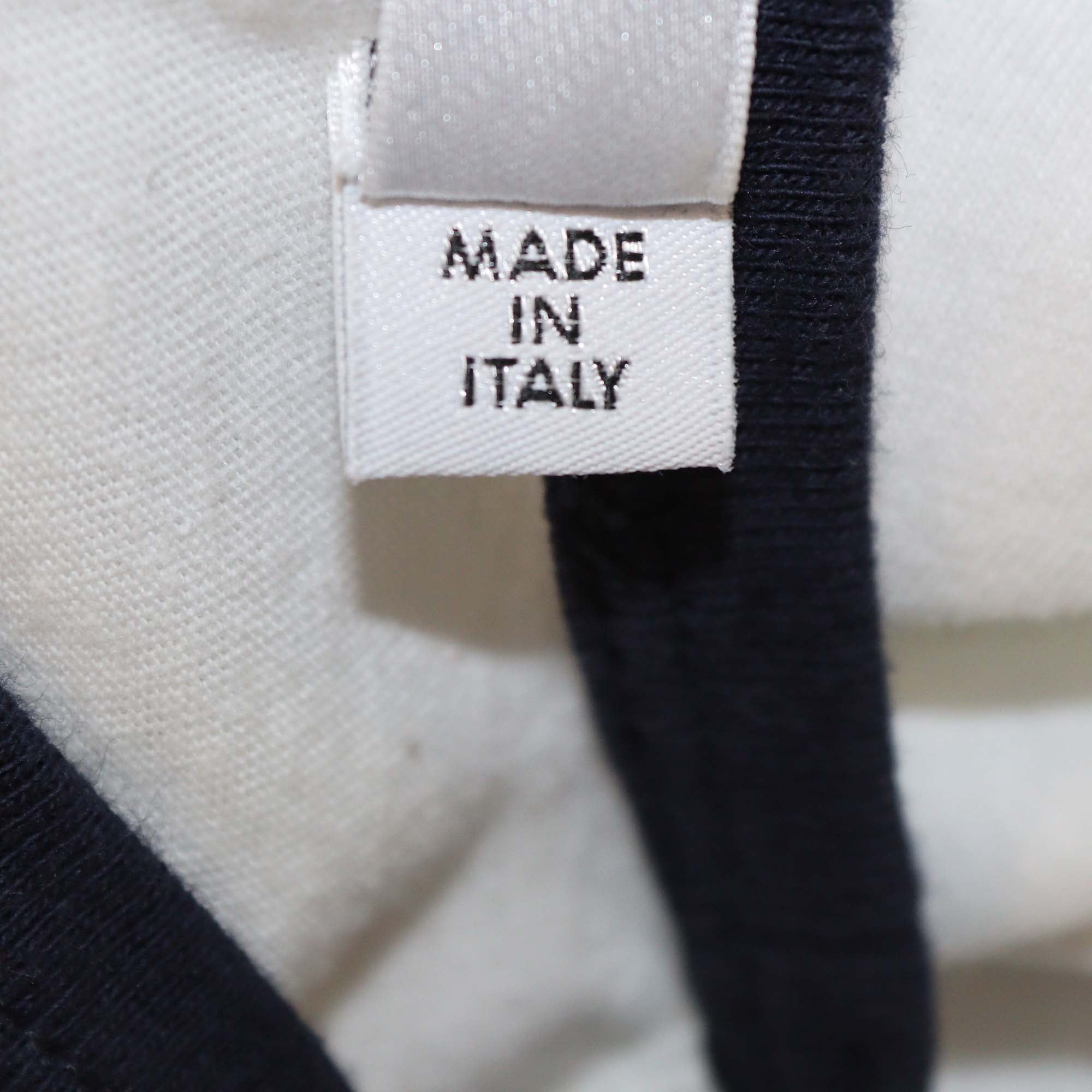 Christian Dior White/Navy Blue Blend Cotton Lucky Dior T-Shirt