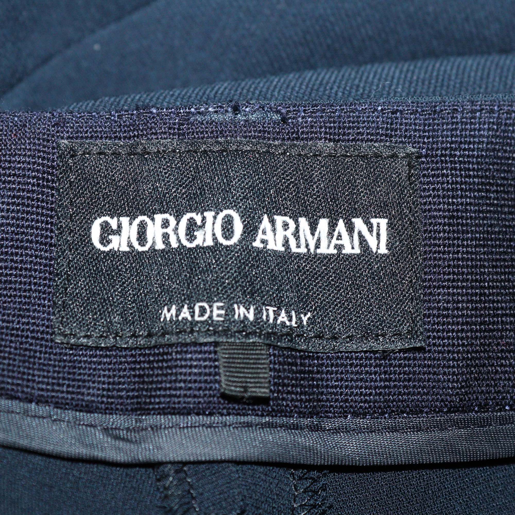 Giorgio Armani Navy Blue Triacetate Straight Pants