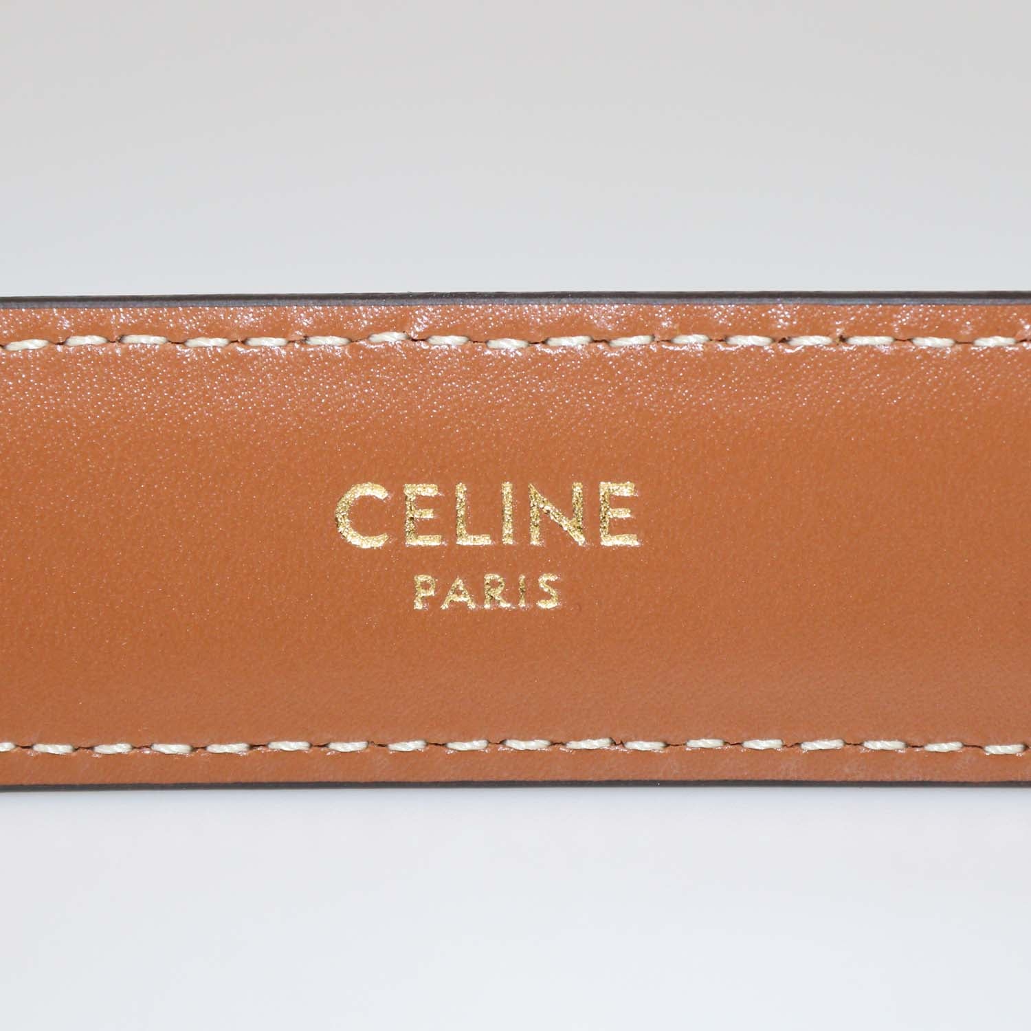 Celine Tan Leather Triomphe Belt