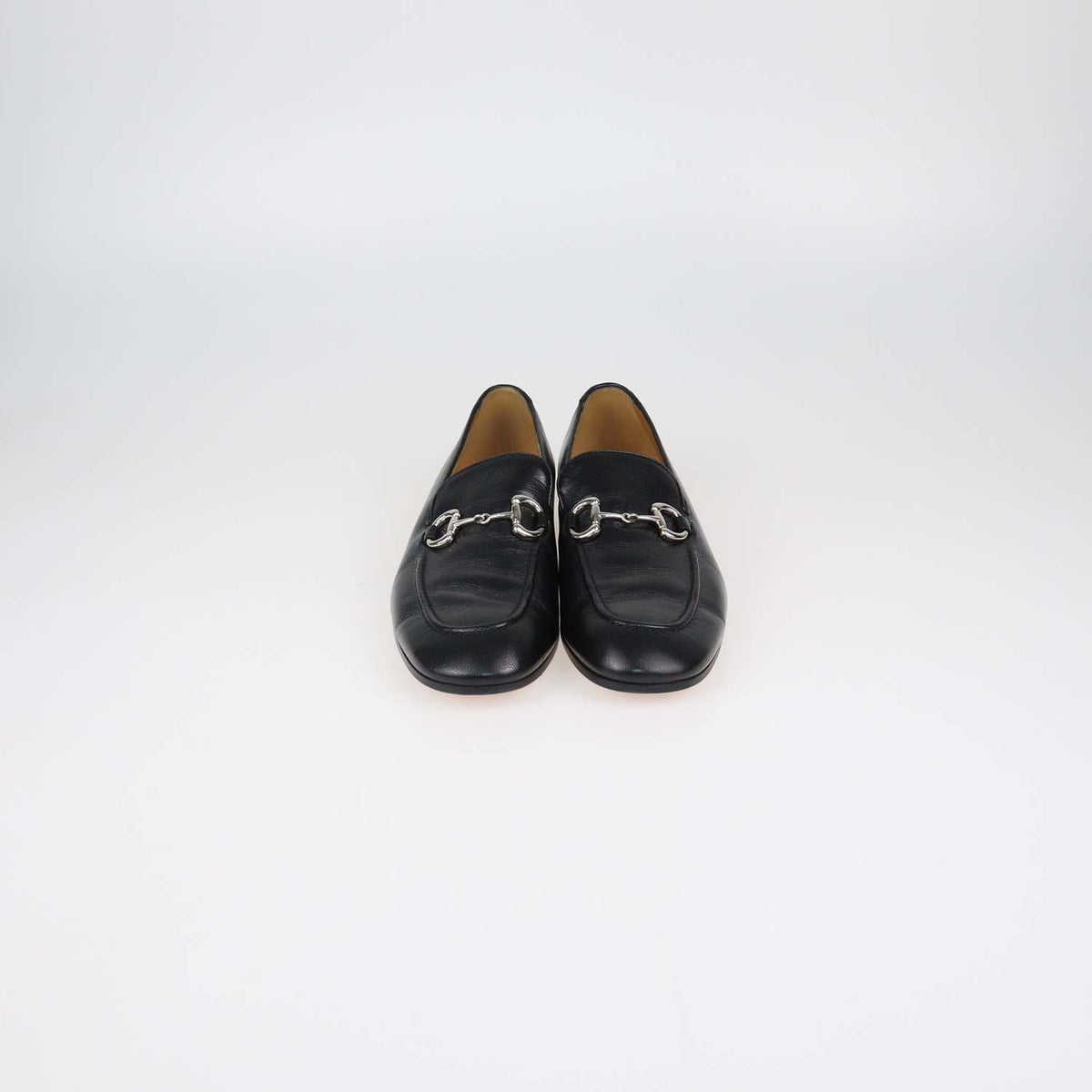 Gucci Black Glossy Leather Horsebit Loafers