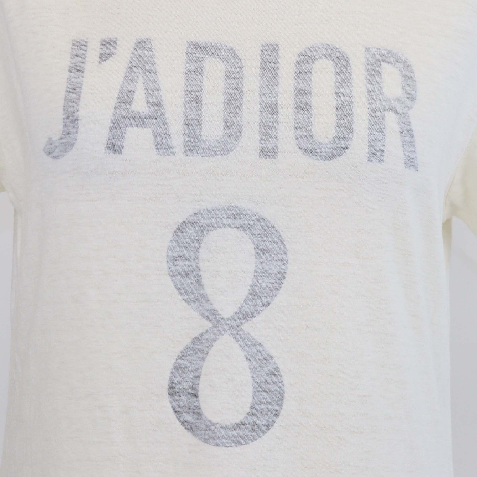 Christian Dior Off White Cotton J'Adior 8 Print T-Shirt