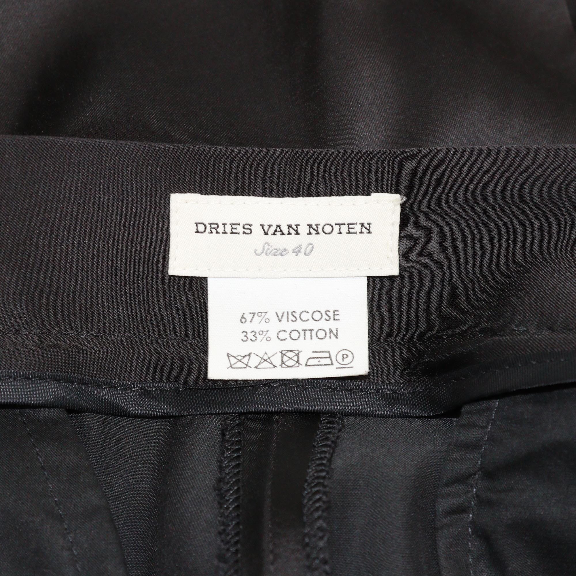 Dries van Noten Black Wrap Belted Straight Cut Pants Womens Dries van Noten
