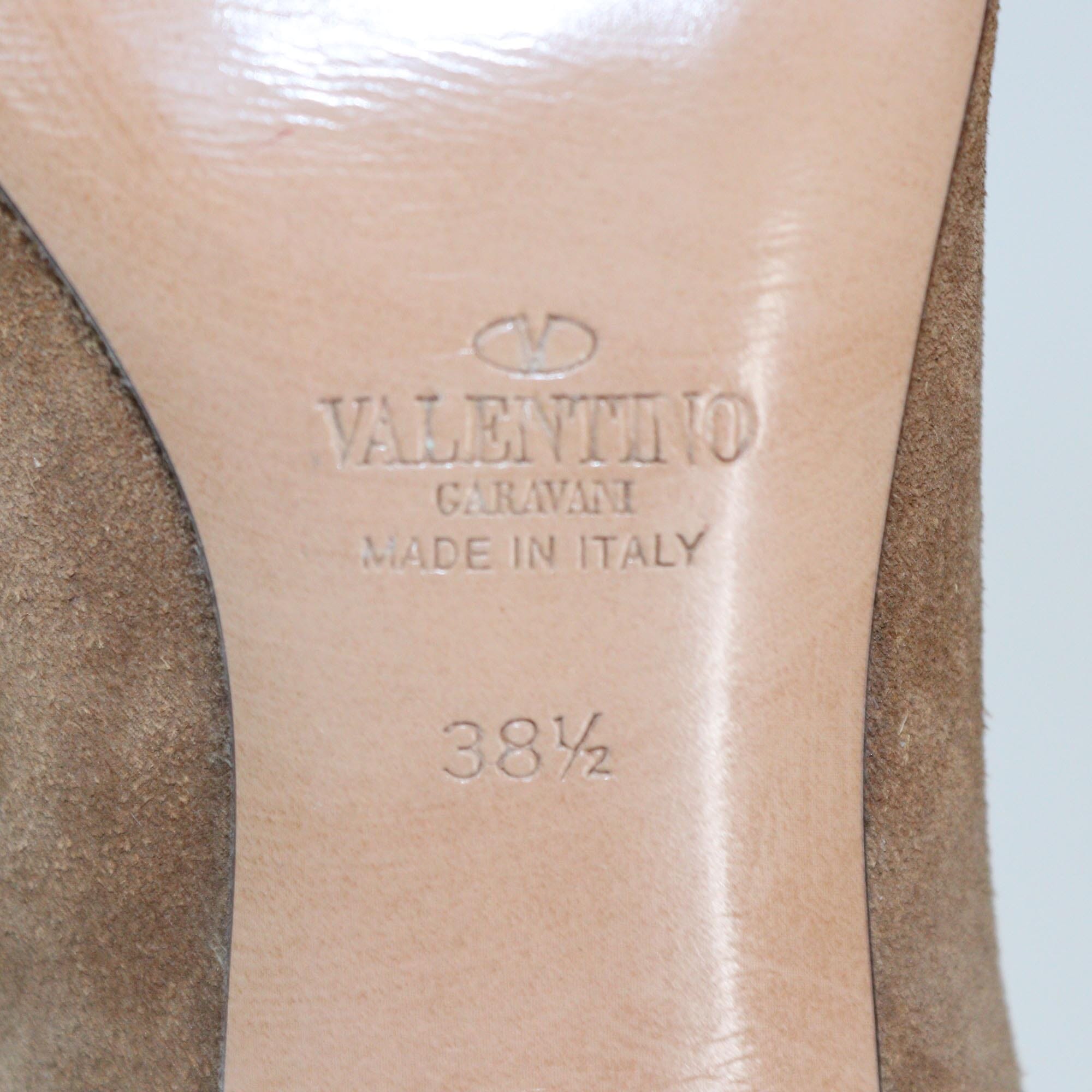 Valentino Brown Rockstud Fold-Over Knee Length Boots Womens Valentino