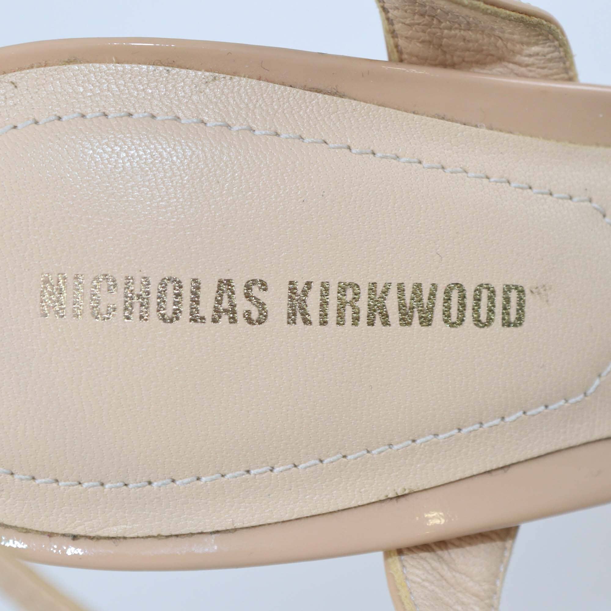 Nicholas Kirkwood Beige Patent Leather and Pvc Slingback Sandals Womens Nicholas Kirkwood